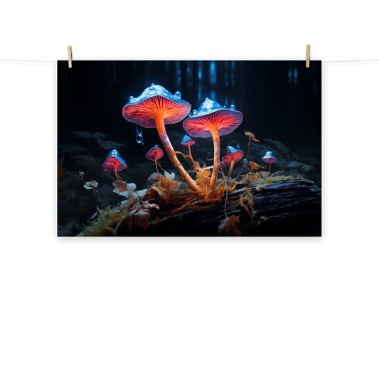 Minimalist Botanical Wall Art: "Mystical Mushrooms" Abstract / Modern Unframed Print