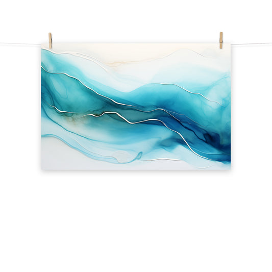 Bright Abstract Art: "Sapphire Serenity" Alcohol Ink - Digital Fluid Art Minimal Loose Print