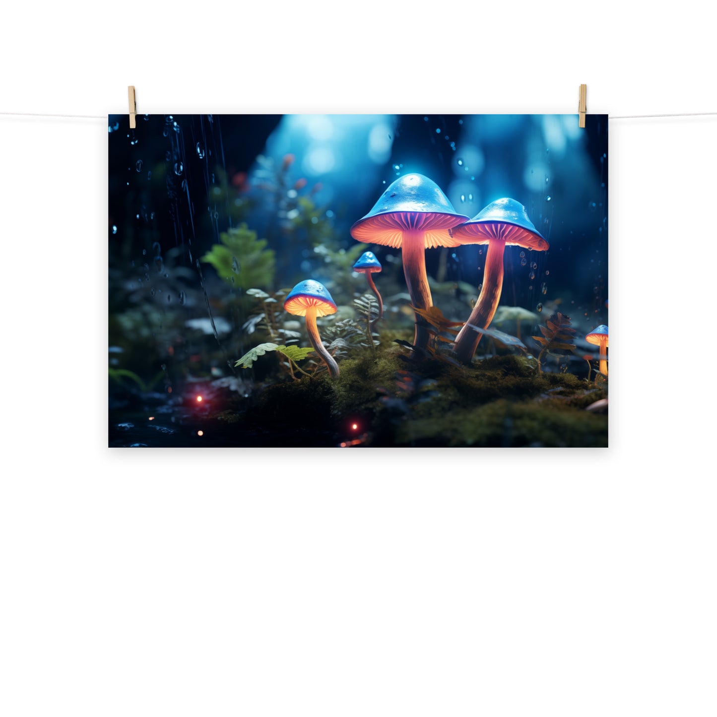 Surrealism Prints: "Enchanted Forest Mushrooms" Abstract / Minimal / Modern / Botanical Unframed Artwork