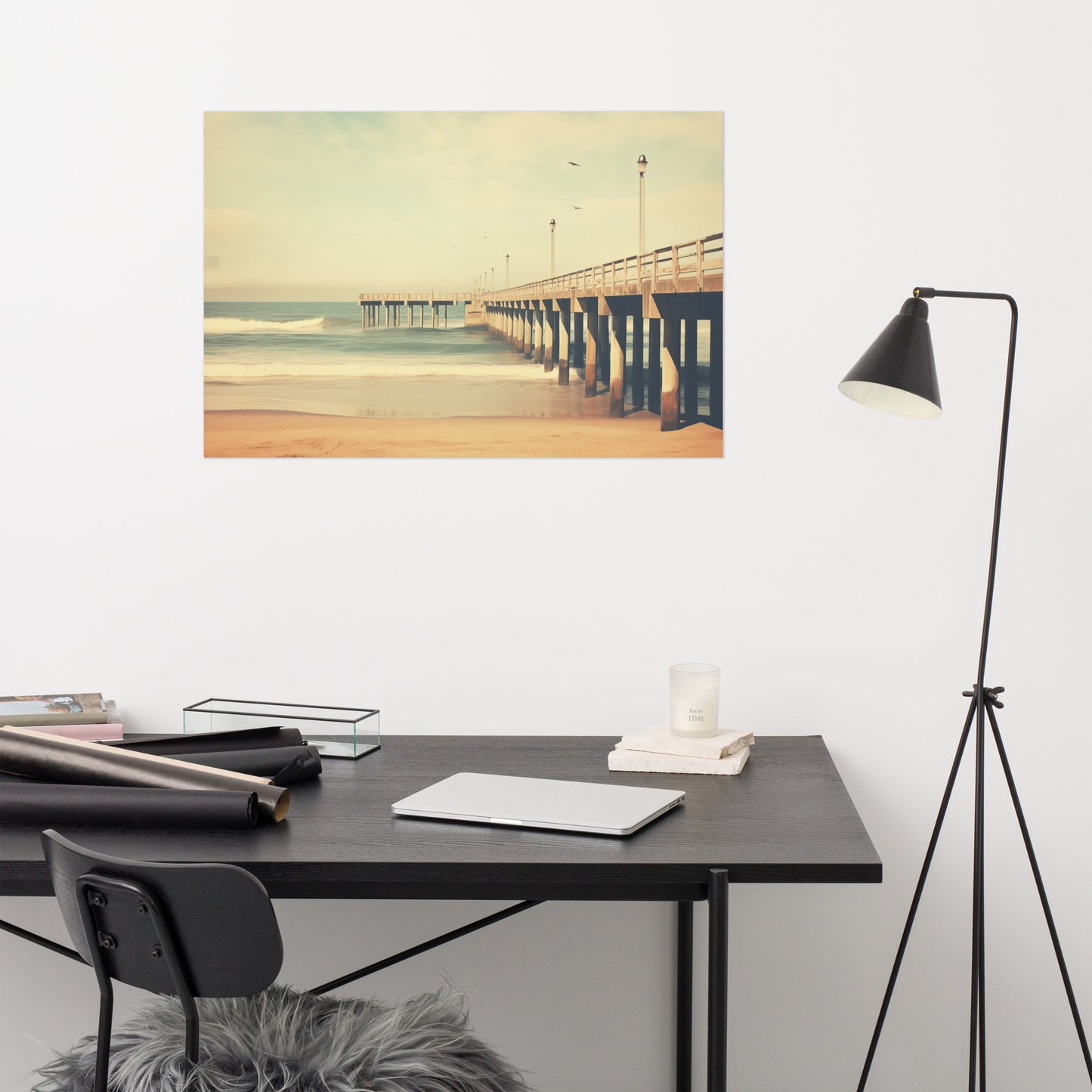 A Blast from the Past Subdued Retro Coastal Photorealism - Digital Artwork Loose Art Print