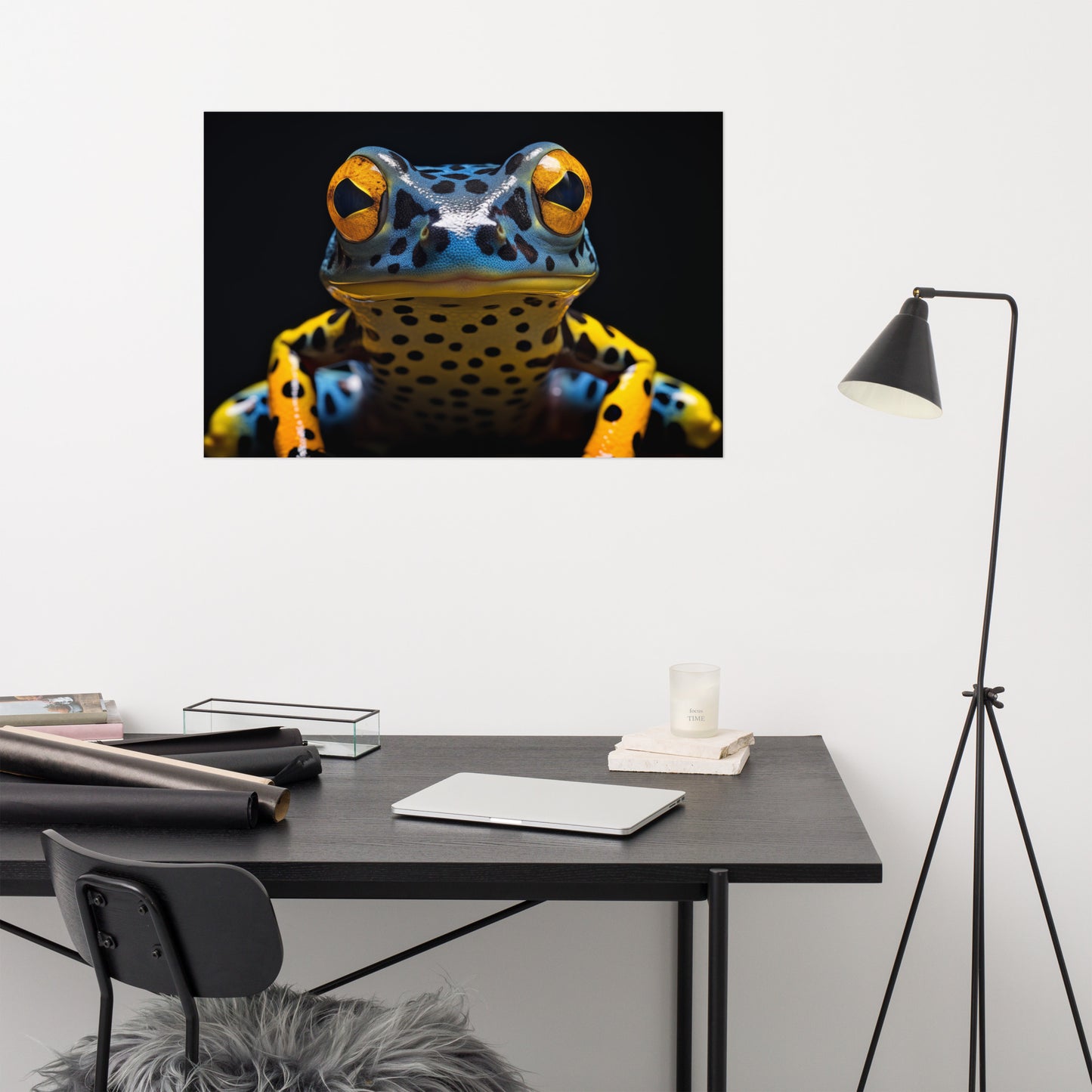 Frog Art: A Glimpse of the Exotic Poison Dart Frog Close-up Photorealism - Digital Artwork Loose Art Print