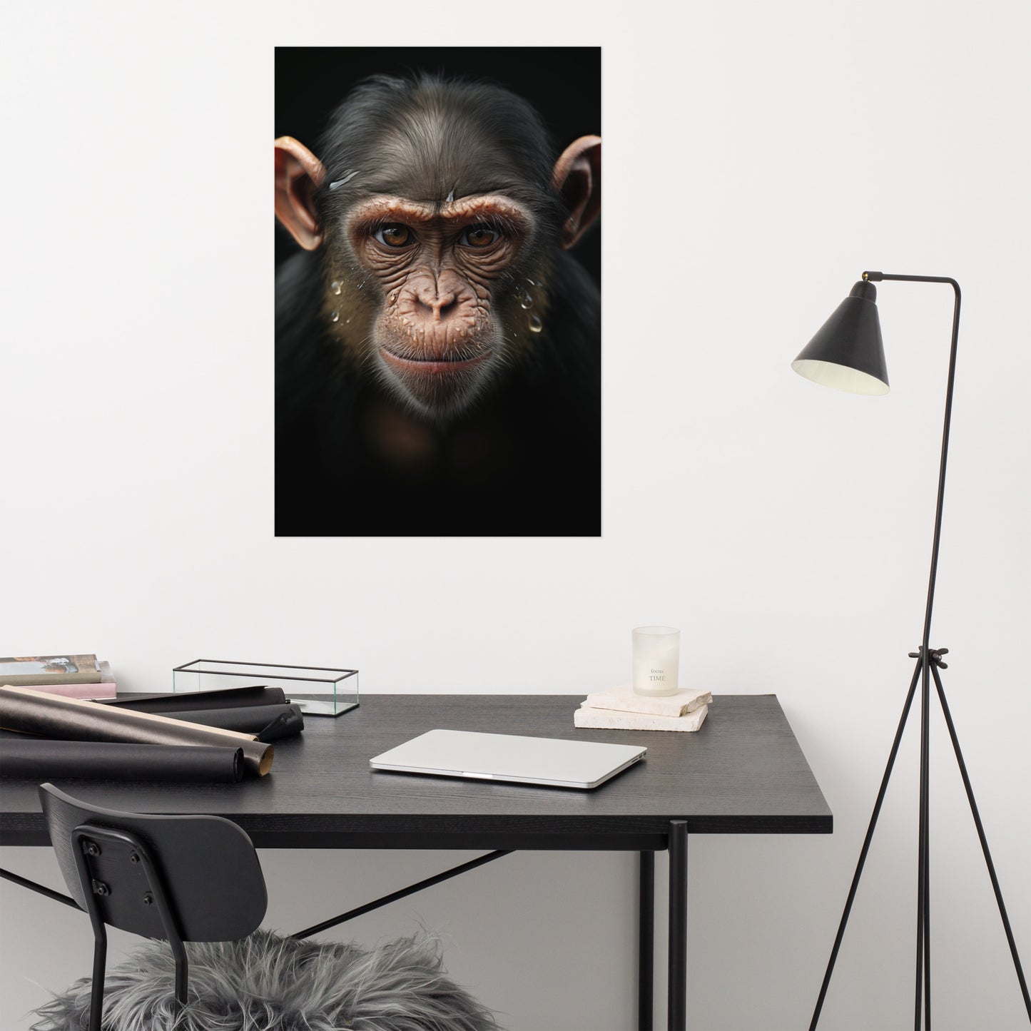 jungle themed wall art: "A Monkey's Portrait" - Photorealism - Digital Artwork Loose Art Print