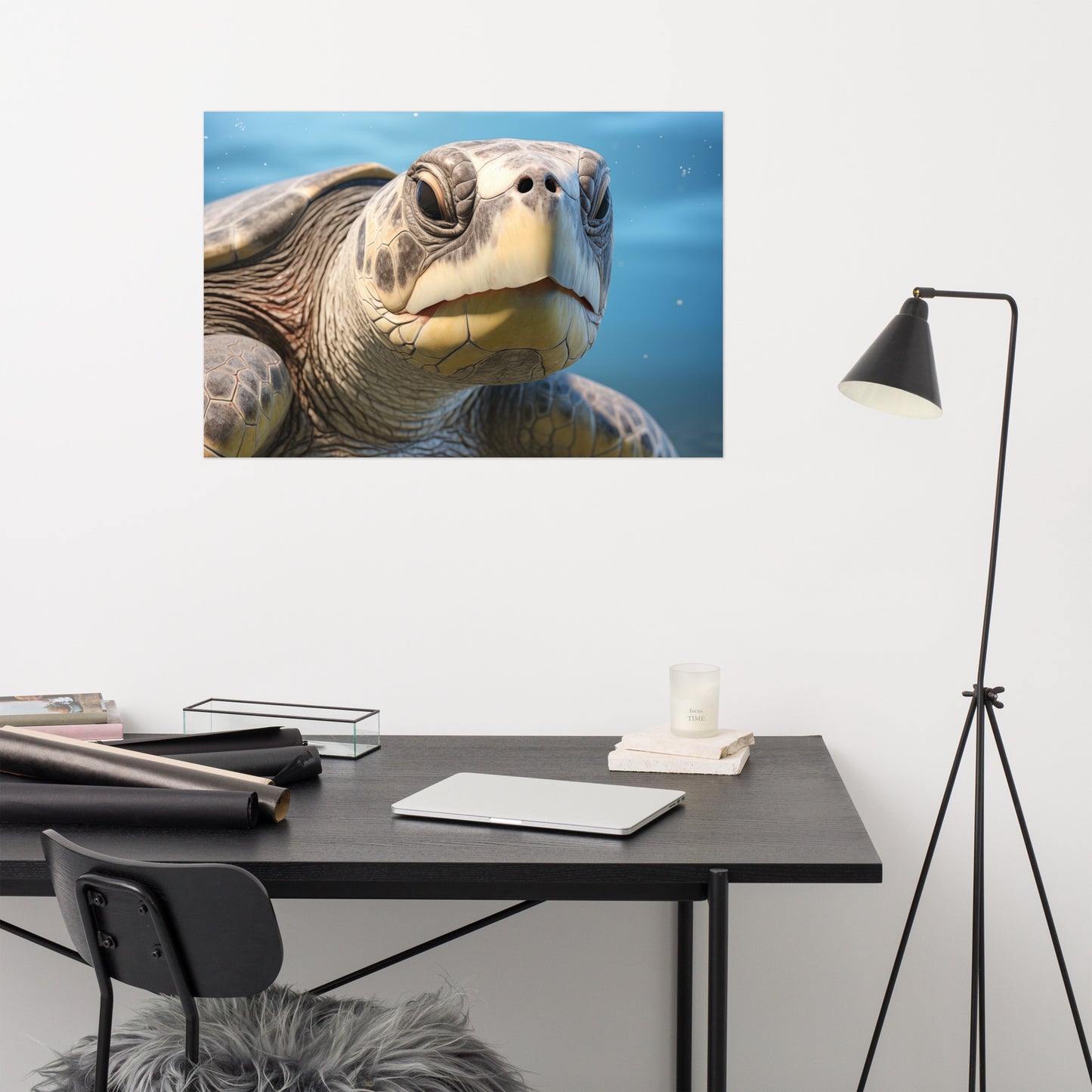 Sea Turtle Art: Ancient Eyes Olive Ridley Close-up Photorealism Painting - Digital Artwork Loose Print