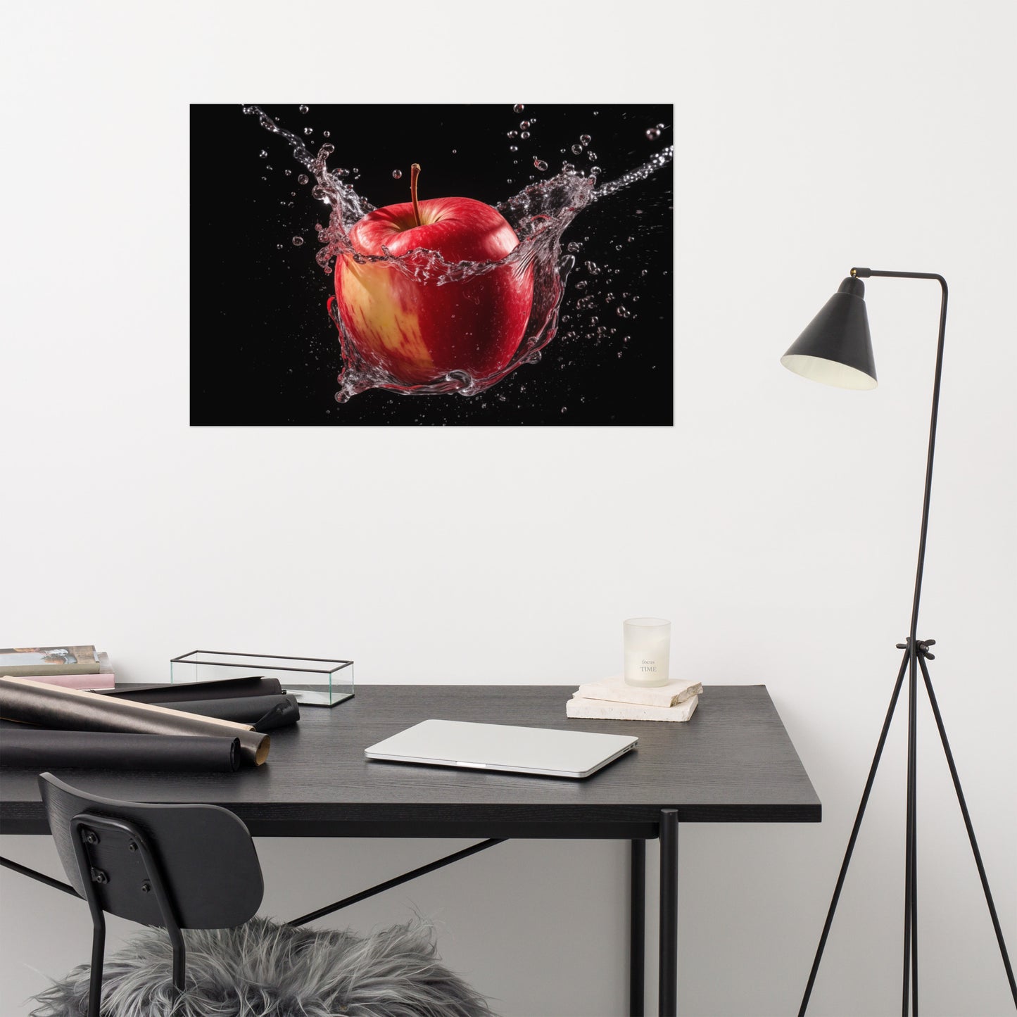 Apple Immersion - Apple in Water Photorealism - Digital Artwork Loose Print