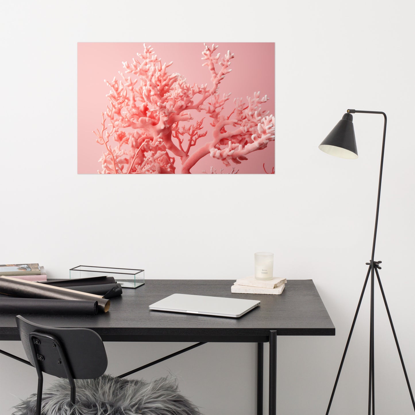 Bloom of the Depths Coral Photorealistic Painting - Digital Artwork Loose Art Print