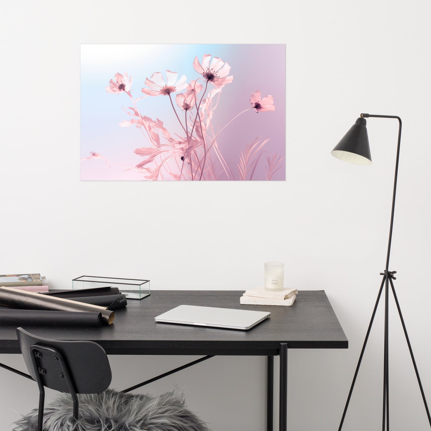 Blushing Blooms Pastel Floral Photorealism Painting - Digital Artwork Loose Art Print