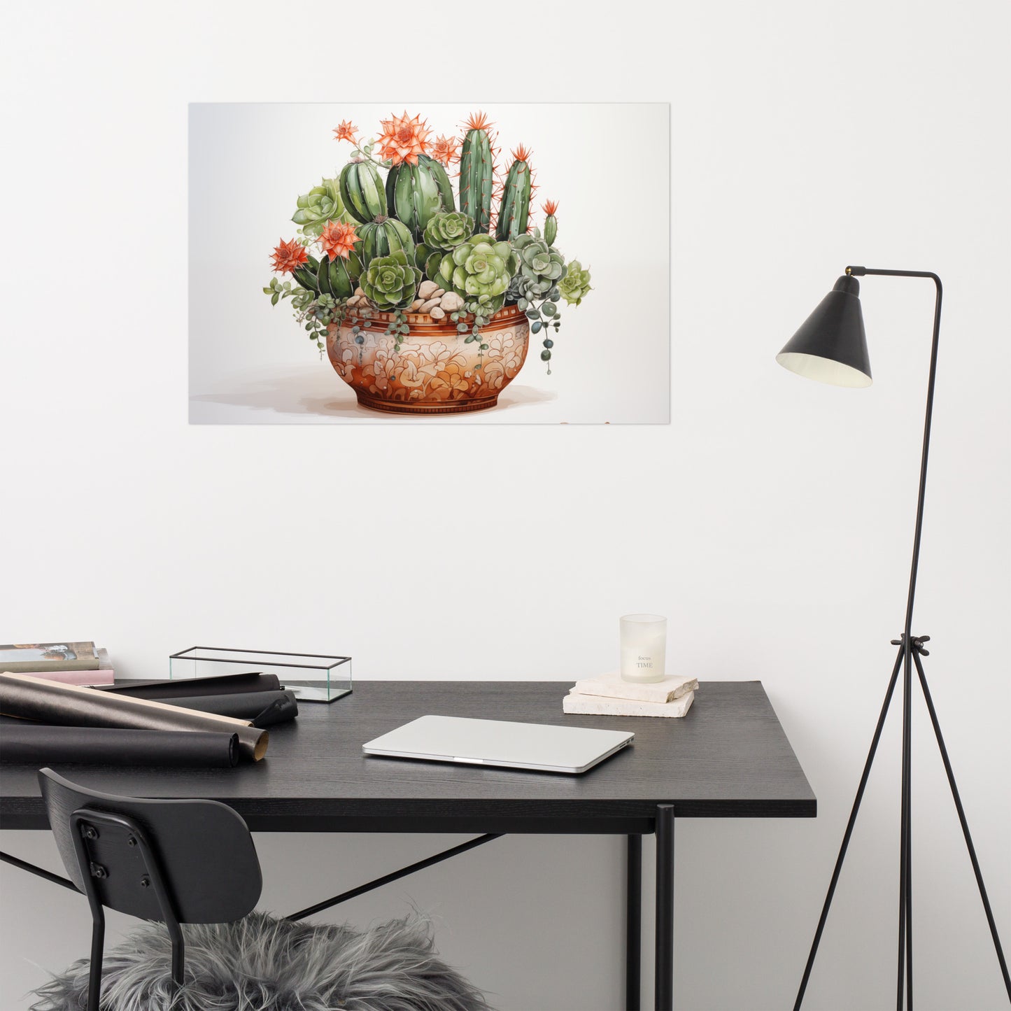 Blooming Resilience Cactus Watercolor Painting - Digital Artwork Loose Art Print