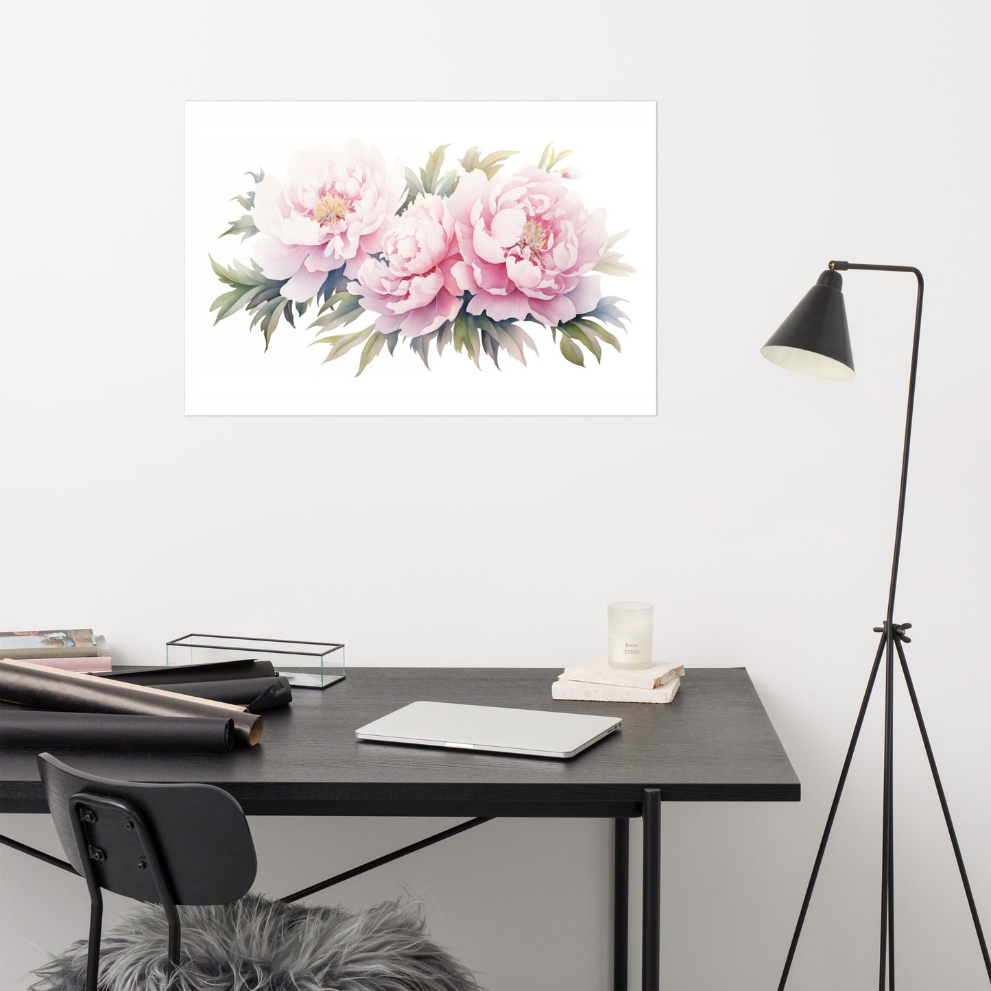 Blushing Peonies Watercolor Painting - Digital Artwork Loose Art Print