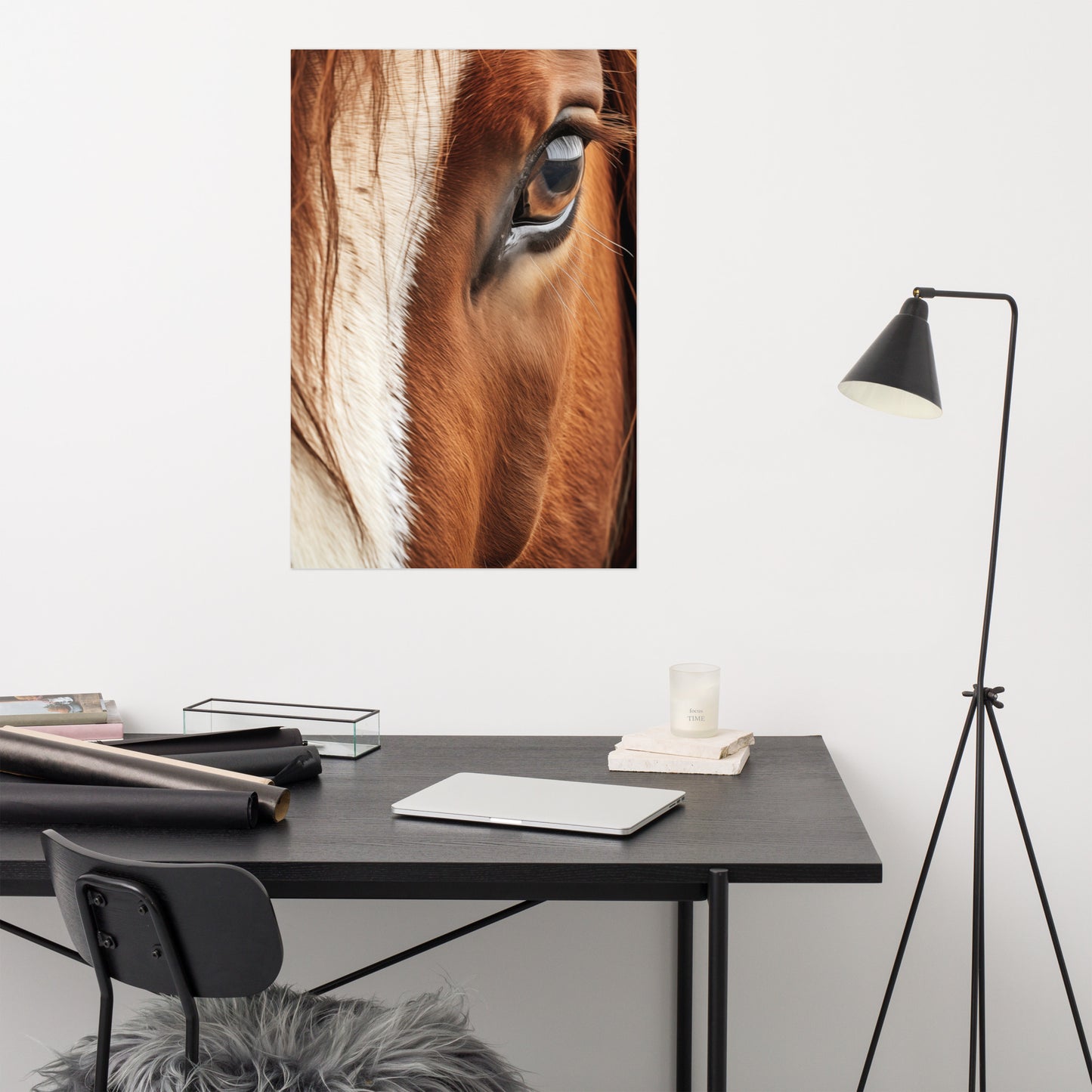 Horse Wall Art: Chestnut and Cream Photorealism - Digital Artwork Loose Art Print