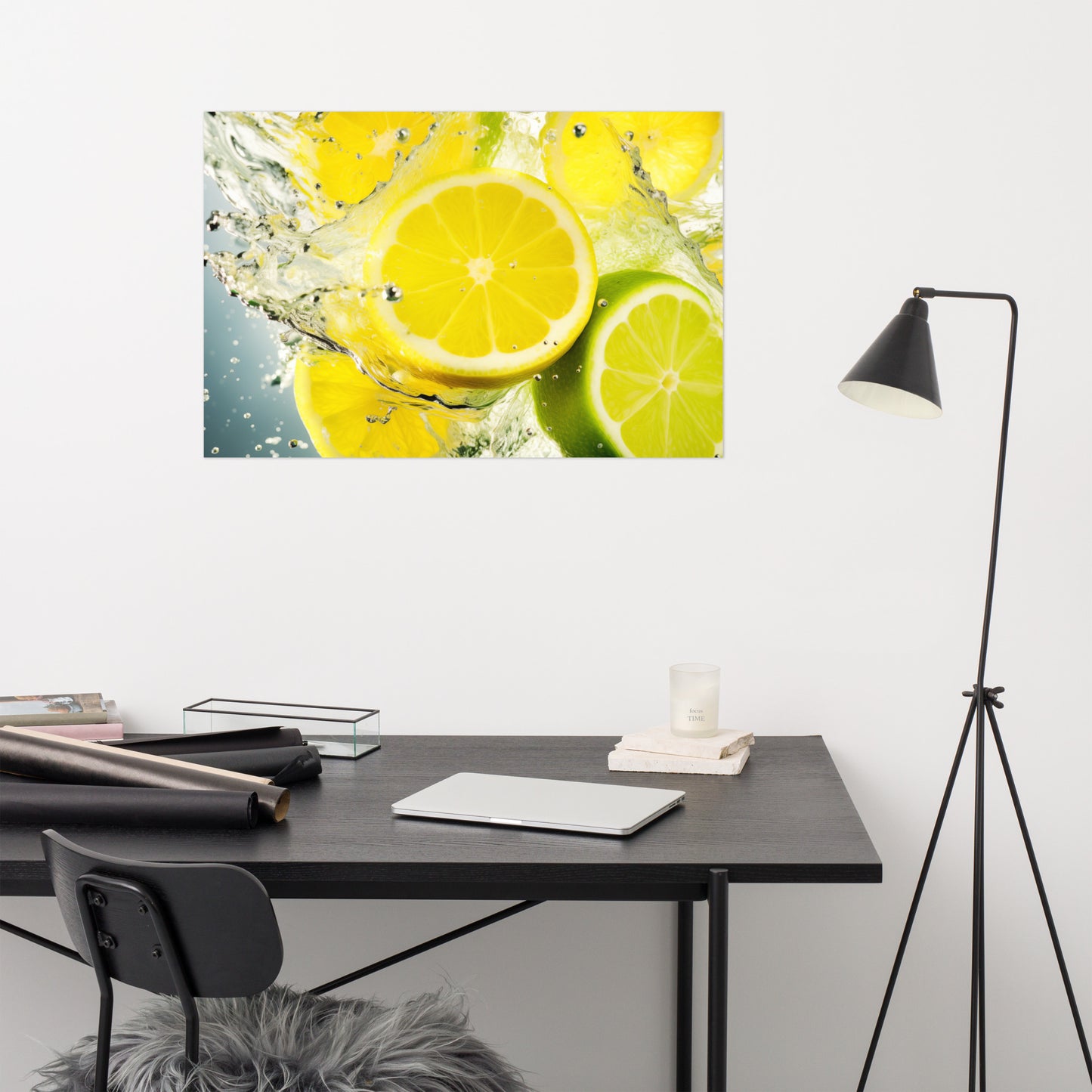 Lemon Art: Citrus Symphony Photorealism - Digital Artwork Loose Art Print