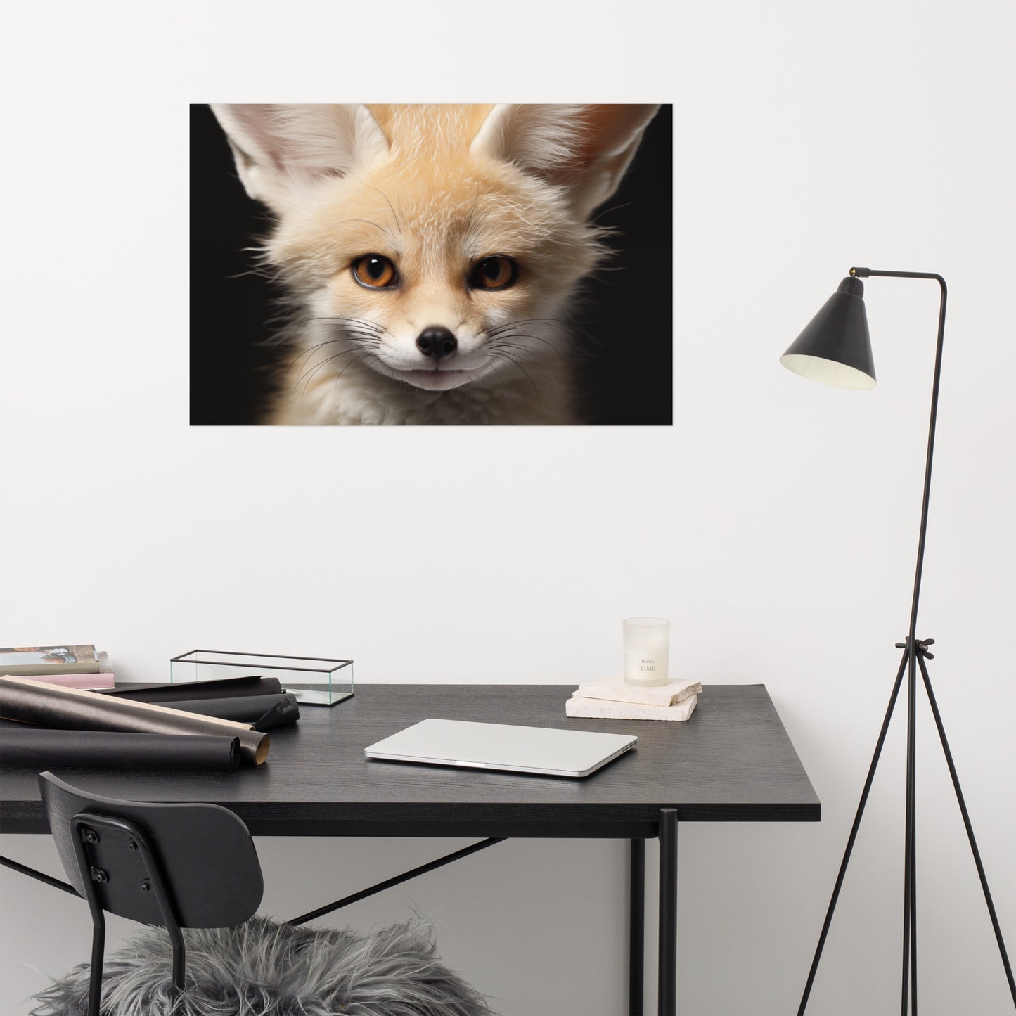 Fox Art: Close-up of a Desert Fox Fennec Fox Photorealism - Digital Artwork Loose Art Print