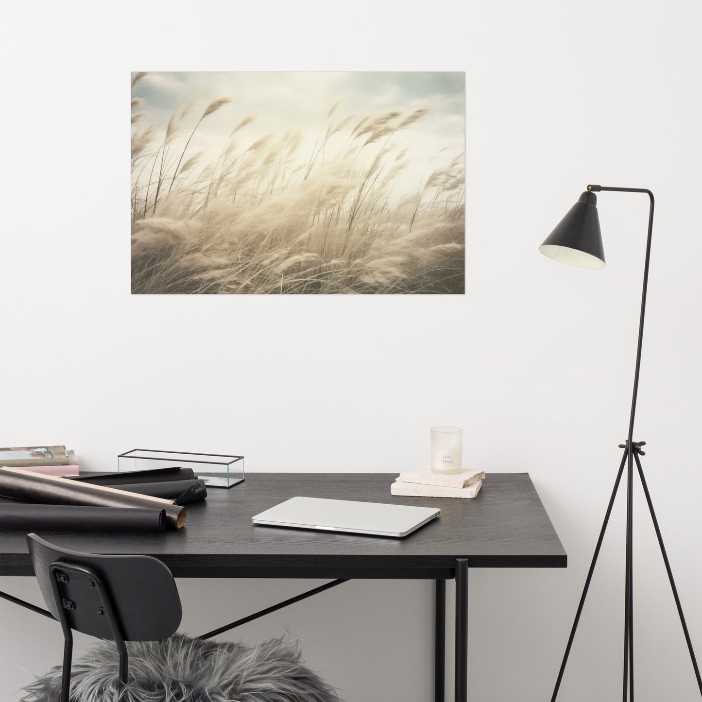 Vintage Beach Artwork: Coastal Serenade Sea Grass Subdued Retro Photorealism - Digital Loose Art Print