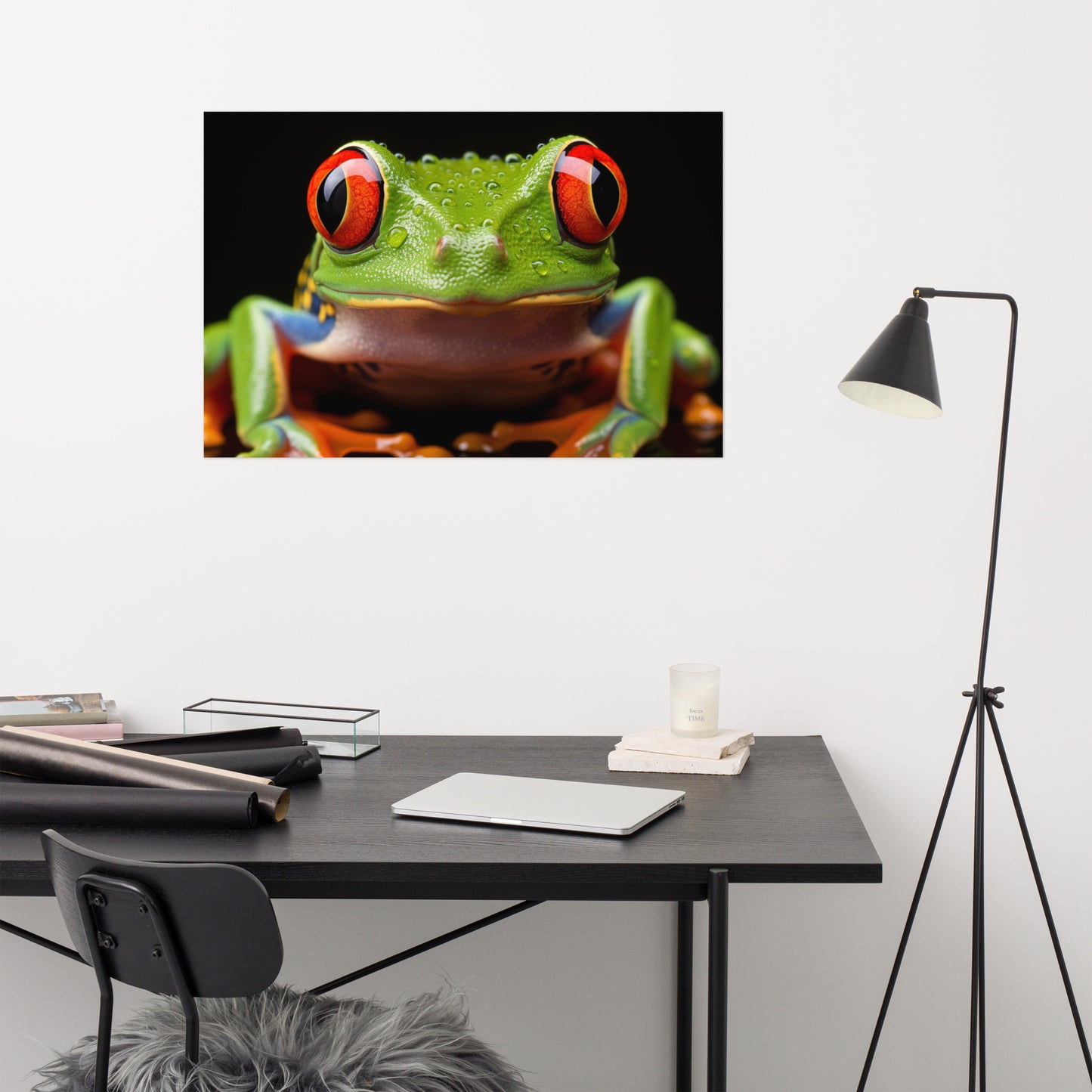 Crimson Gaze Red Eyed Tree Frog Close-up Photorealism - Digital Artwork Loose Art Print