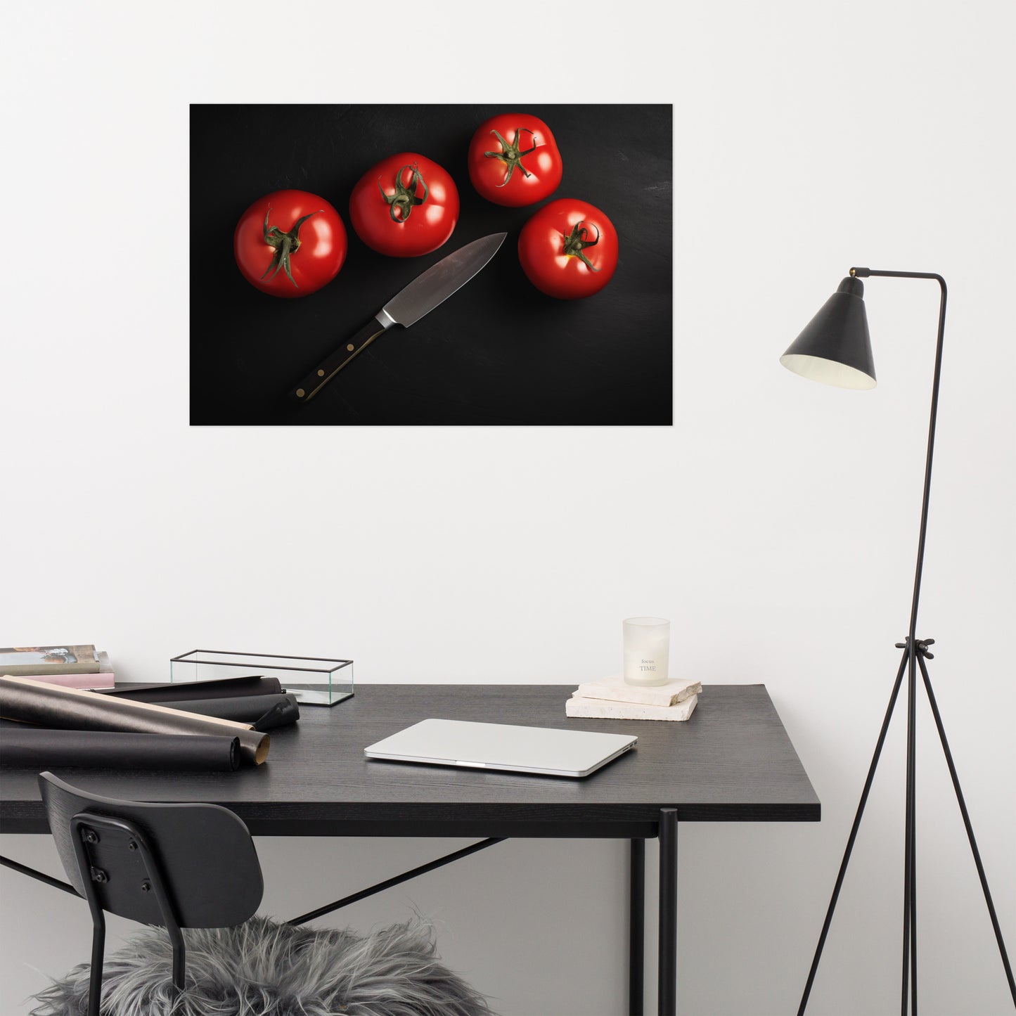 Home Kitchen Wall Decor: Crimson Quartet Tomatoes Photorealism - Digital Artwork Loose Art Print