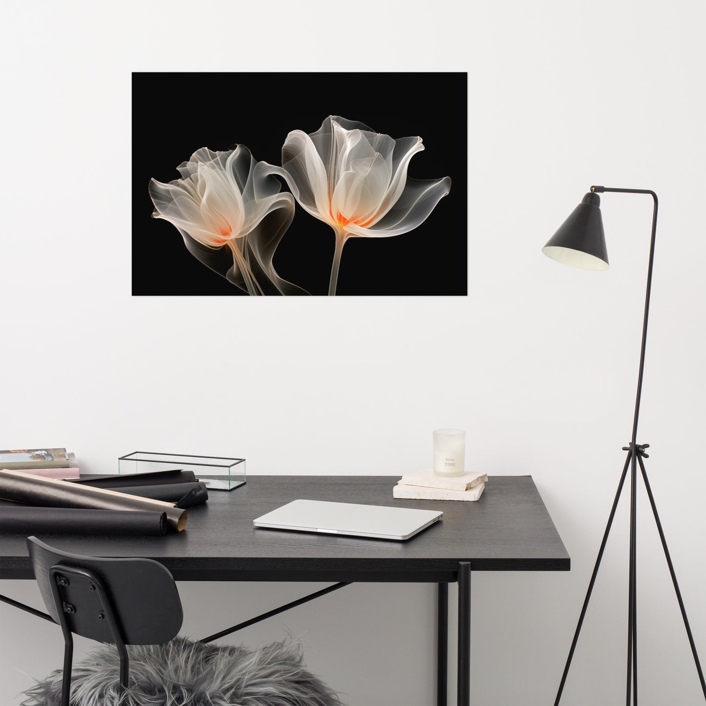 Flower Poster Aesthetic: Crystallized Beauty X-ray Effect - Digital Artwork Loose Art Print