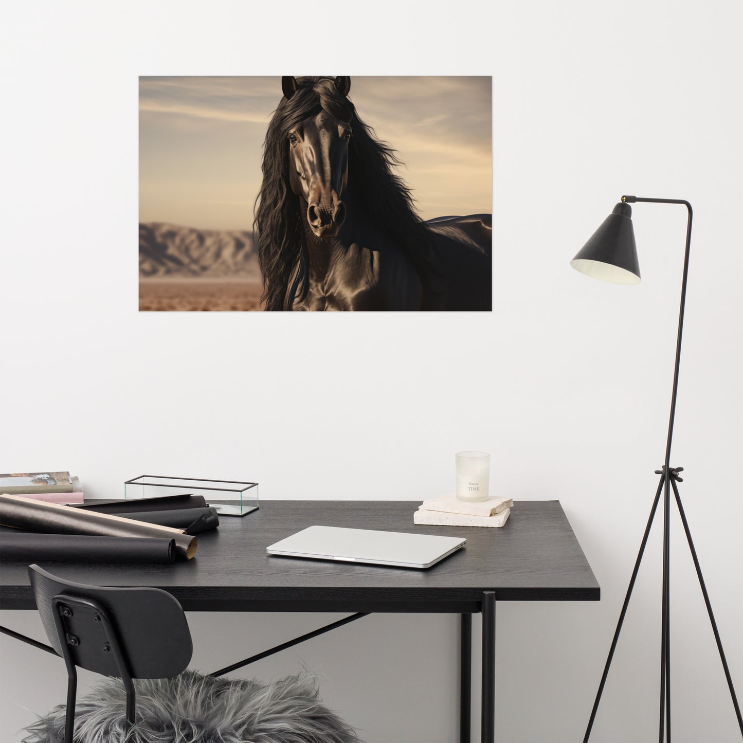 Horse Painting: Dark Majesty Photorealism - Digital Artwork Loose Art Print