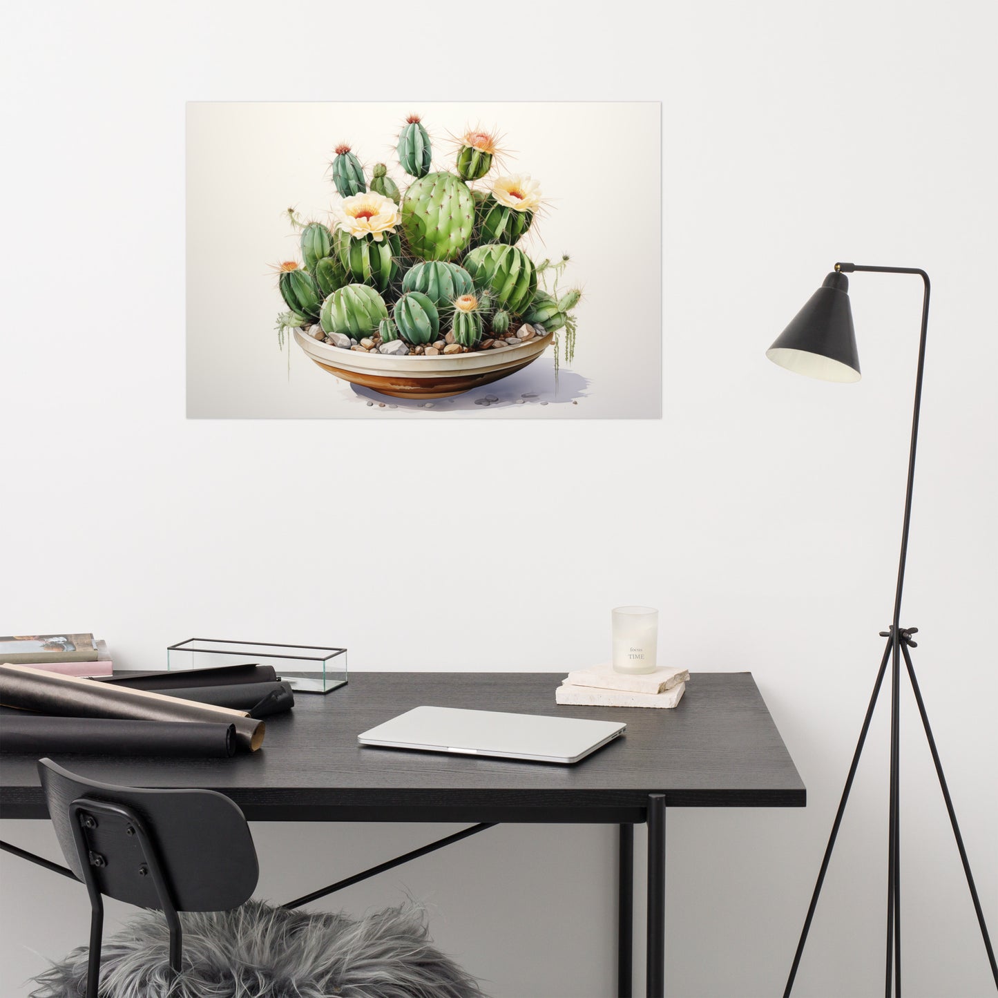 Botanical Artwork: Desert Bloom Symphony Cactus Watercolor Painting - Digital Artwork Loose Art Print