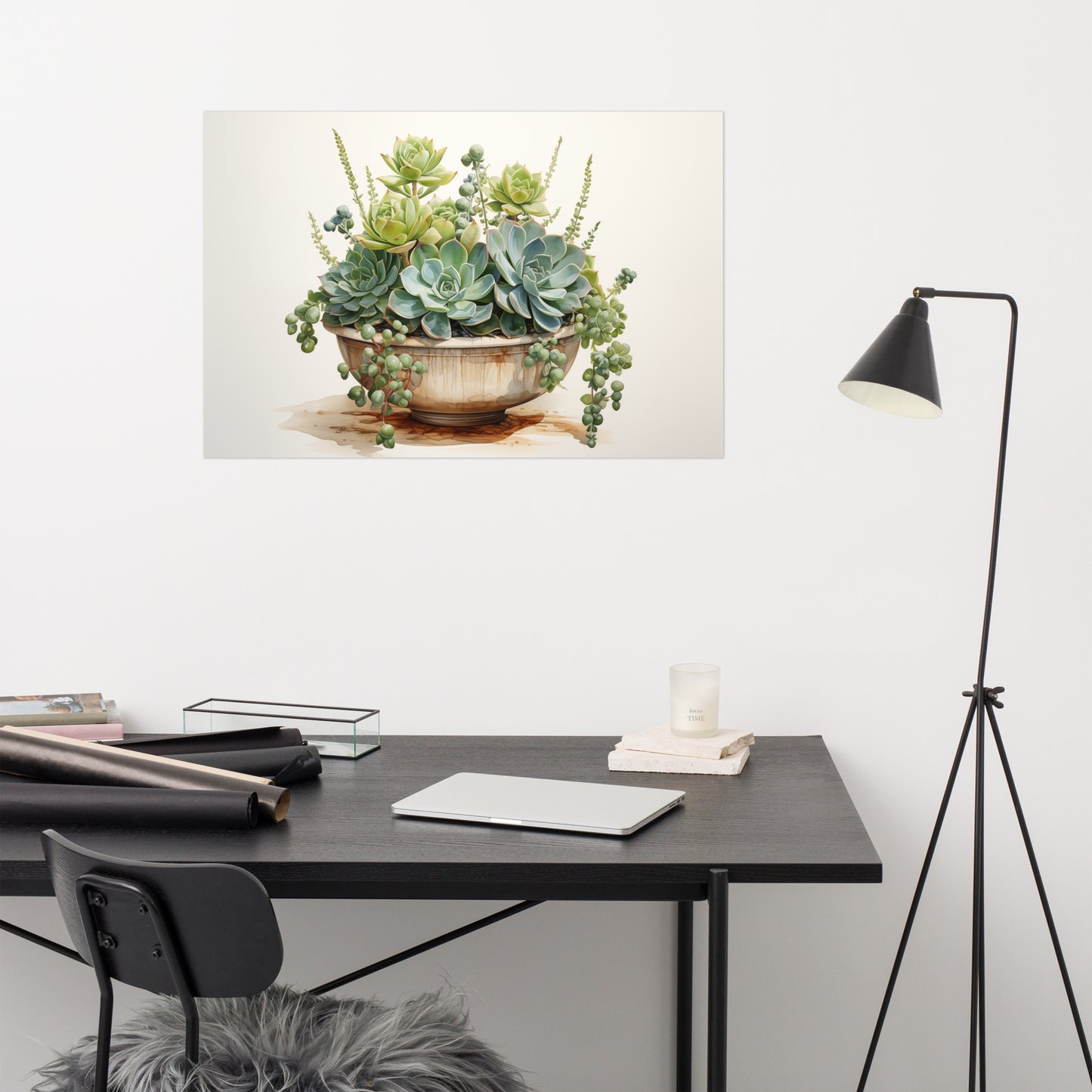 Botanical Art Painting: Desert Dreams in Bloom Succulent Watercolor Painting - Digital Artwork Loose Art Print