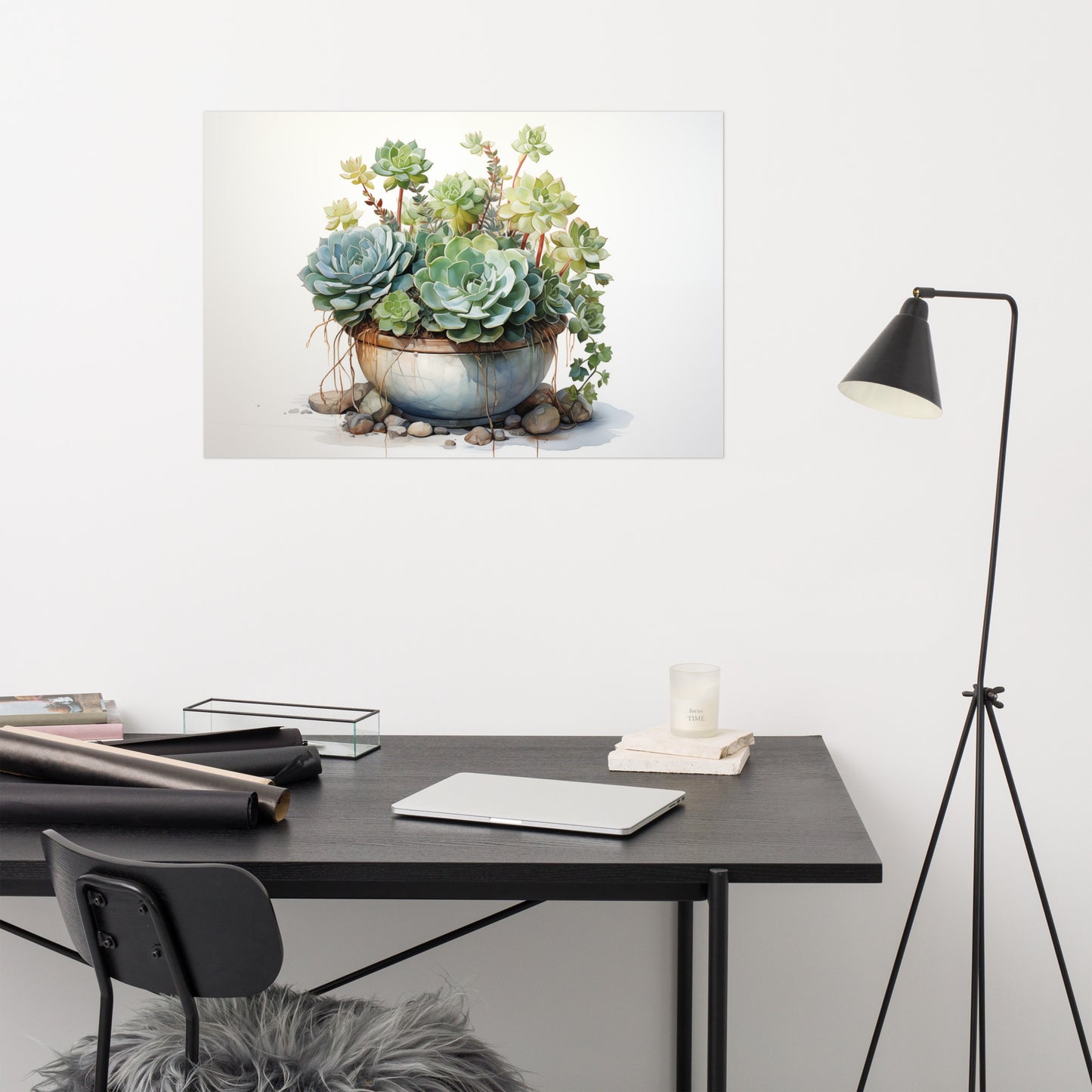 Succulent Artwork: Desert Rose Symphony - Digital Watercolor Painting Loose Art Print