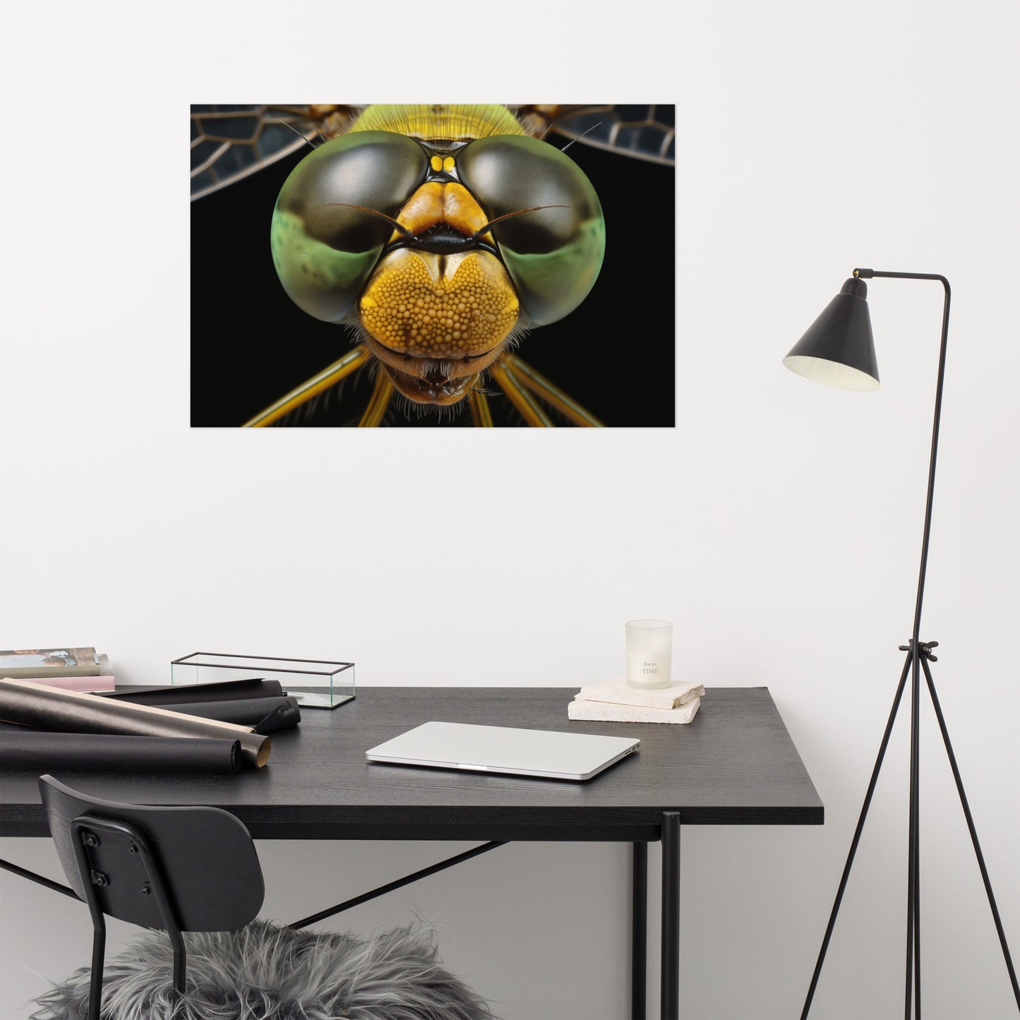 Wildlife Art: Dragonfly Close-Up Portrait Photorealism - Digital Artwork Loose Art Print