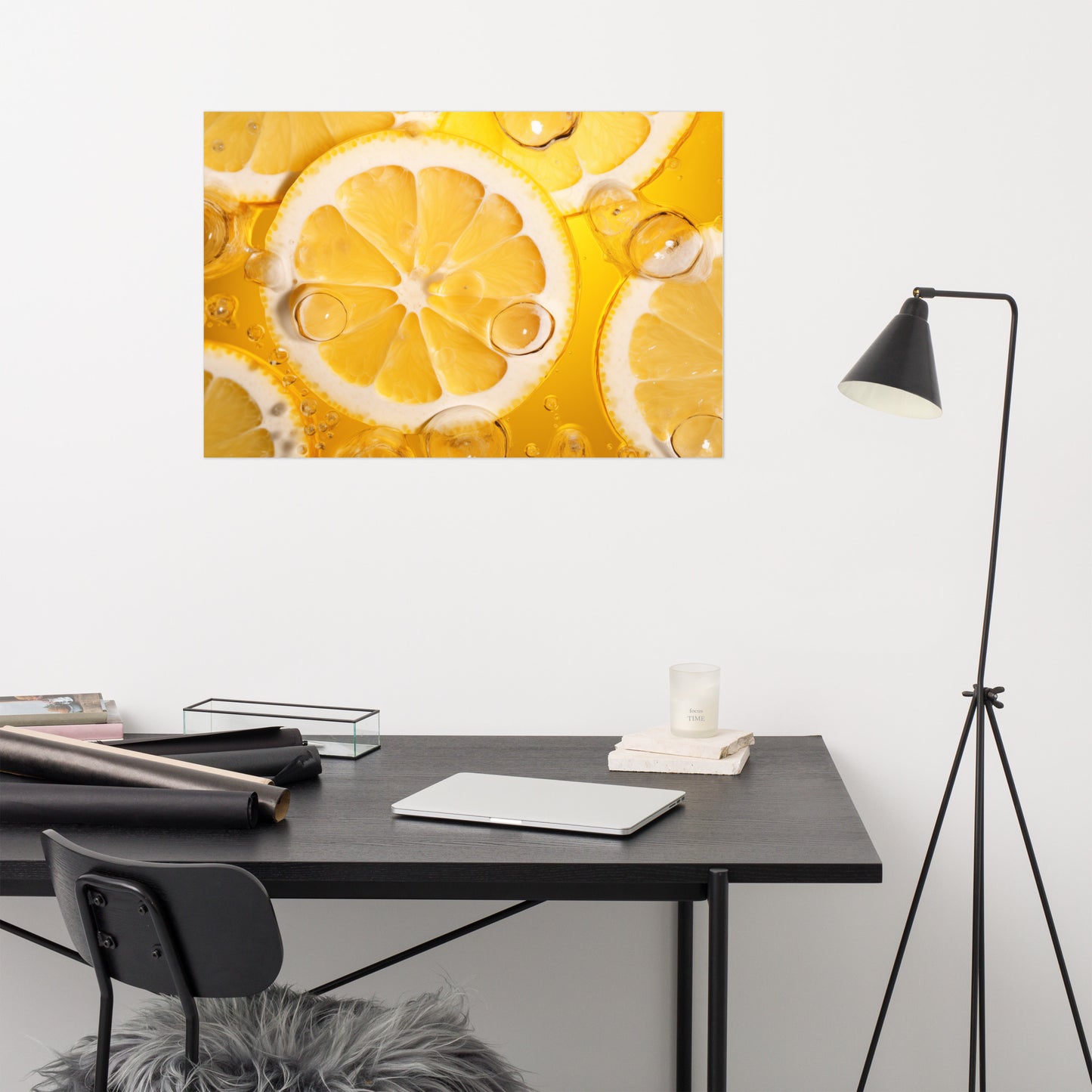 Cute Lemon Art: Effervescent Citrus Photorealism - Digital Artwork Loose Art Print