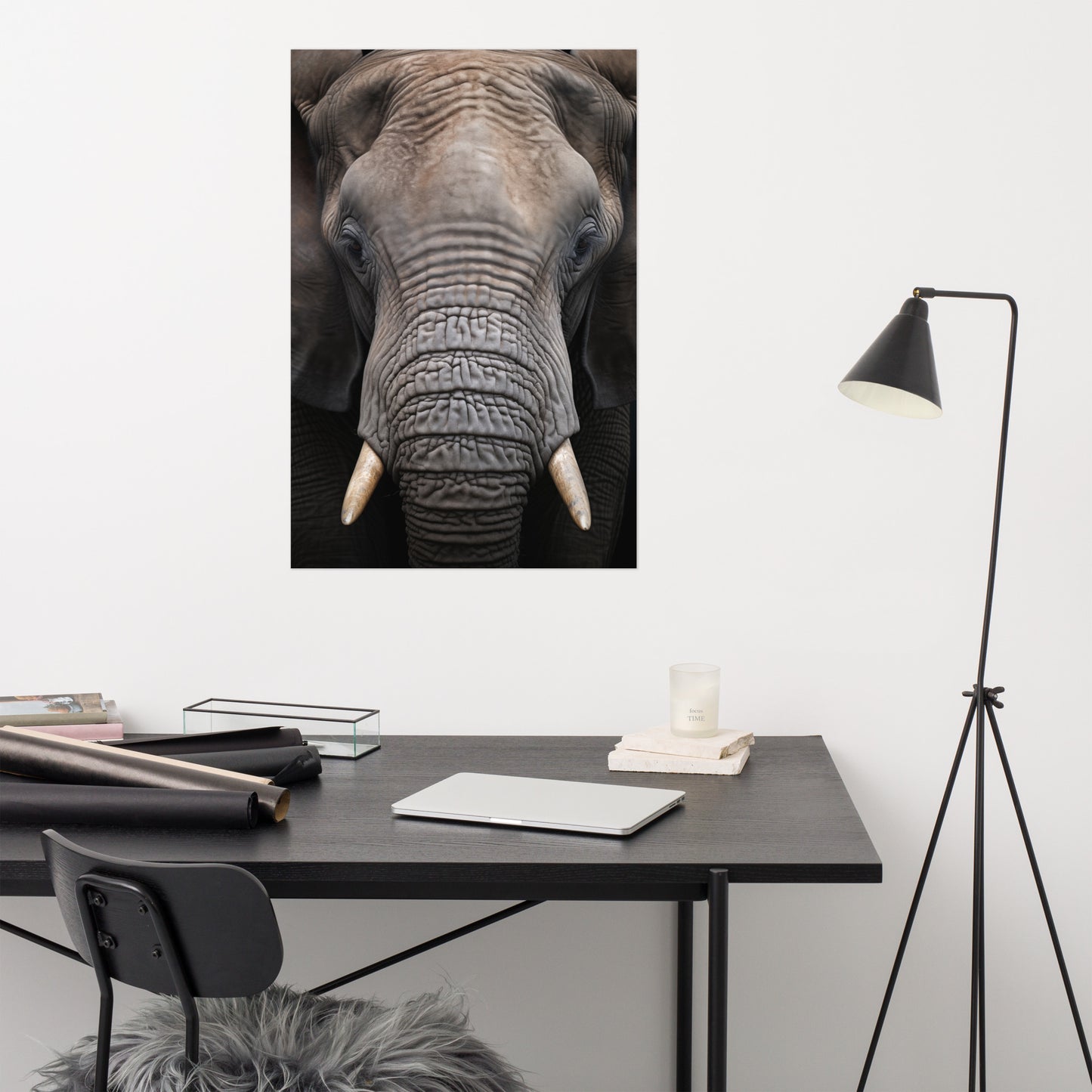 Wall Art Wildlife: Elephant Photorealism - Digital Artwork Loose Art Print