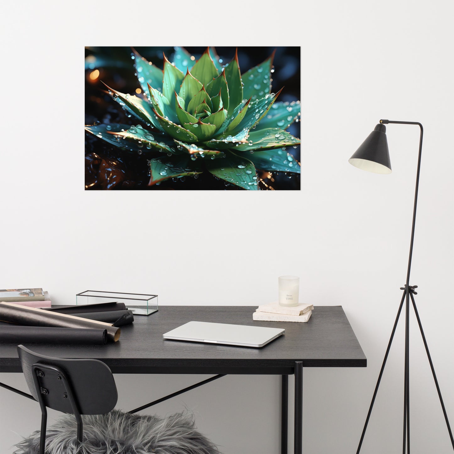 Botanical Wall Prints: Emberglow Succulent Surreal - Digital Artwork Loose Art Print