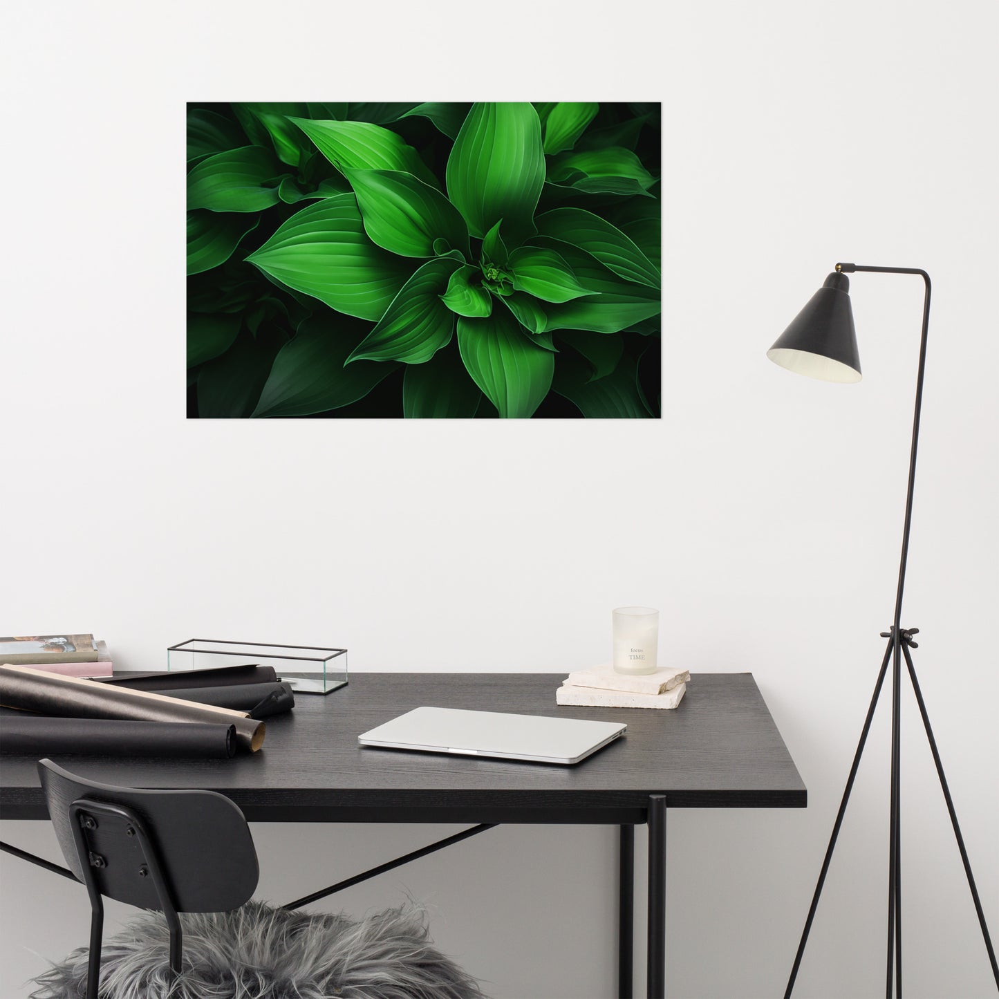 Neutral Botanical Prints: Emerald Symphony Green Plants Photorealism - Digital Artwork Loose Art Print