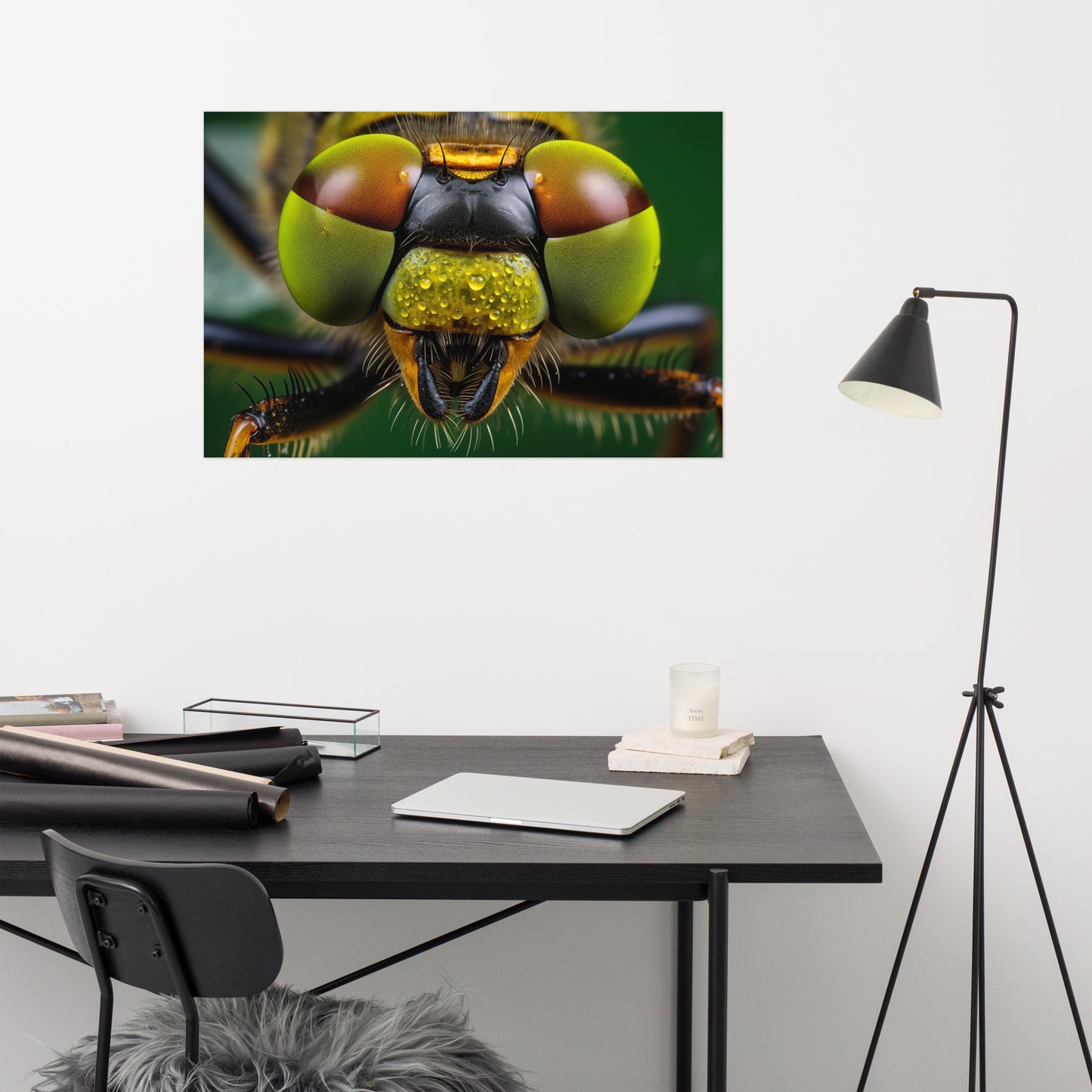 Dragonfly Poster Art: Emerald Vision Photorealism - Digital Artwork Loose Art Print