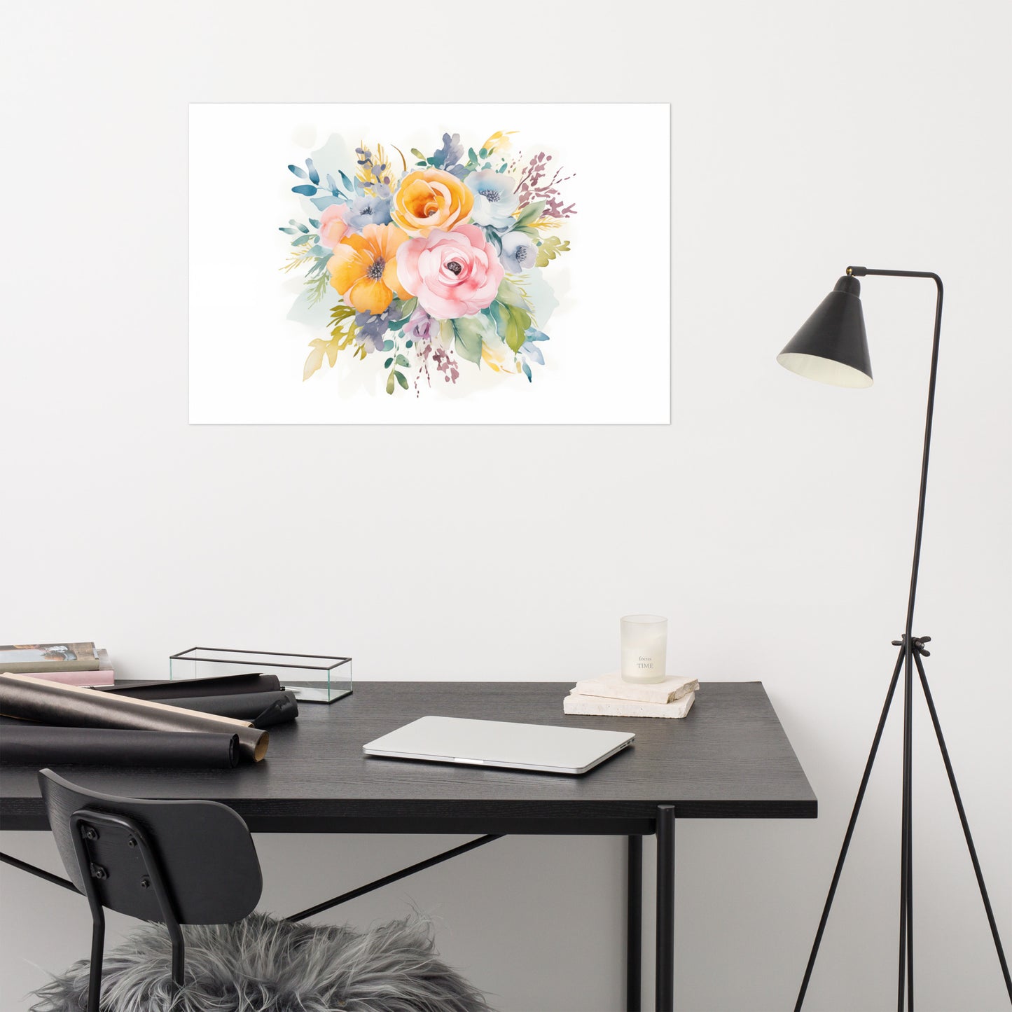 Abstract Flower Watercolor Painting: Ephemeral Elegance Colorful Bouquet - Digital Artwork Loose Art Print