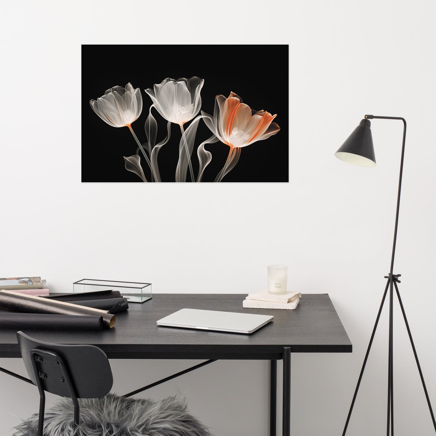 Abstract Floral Artwork: Ephemeral Elegance X-ray Effect - Digital Artwork Loose Art Print