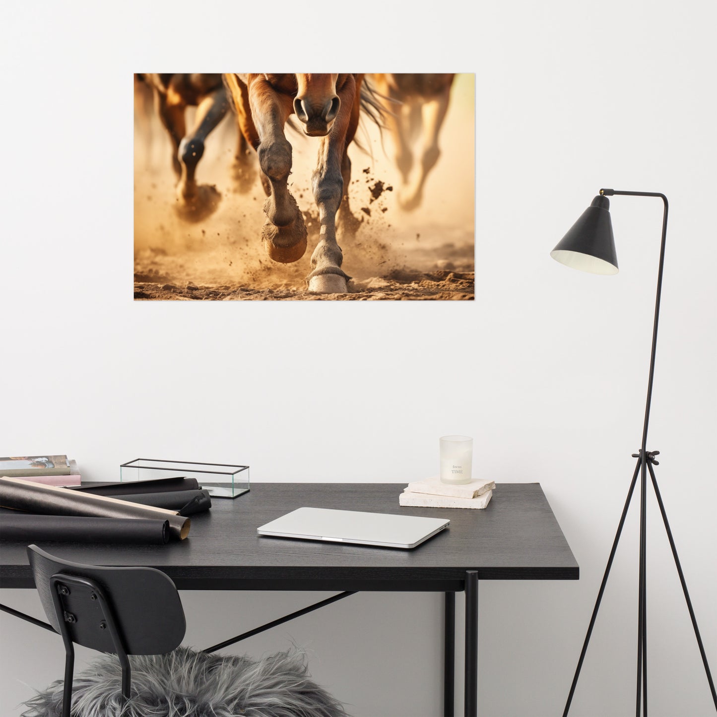 Running Horse Artwork: Equine Exodus Photorealism - Digital Loose Art Print