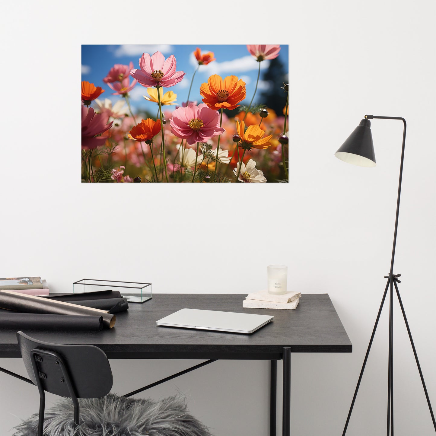 Wall Decor Farmhouse Style: Eternal Flower Meadow Flowers Photorealism - Digital Artwork Loose Art Print