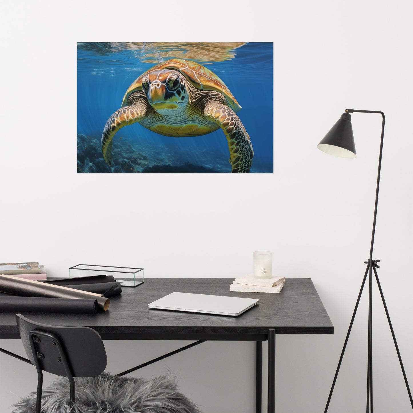 Sea Turtle Art: Eternal Voyager Coastal Illustration - Digital Artwork Loose Art Print