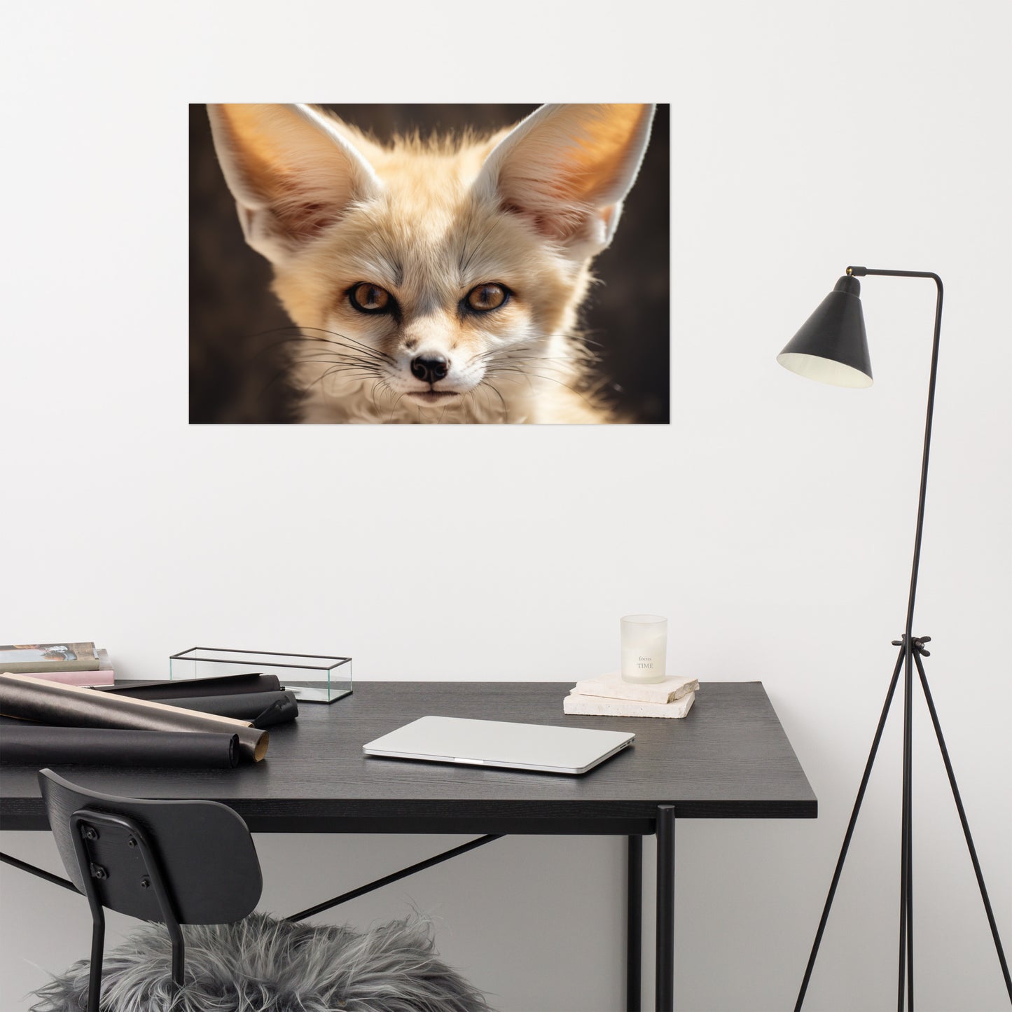 Colorful Fox Art: Eyes of the Sahara Photorealism - Digital Artwork Loose Art Print