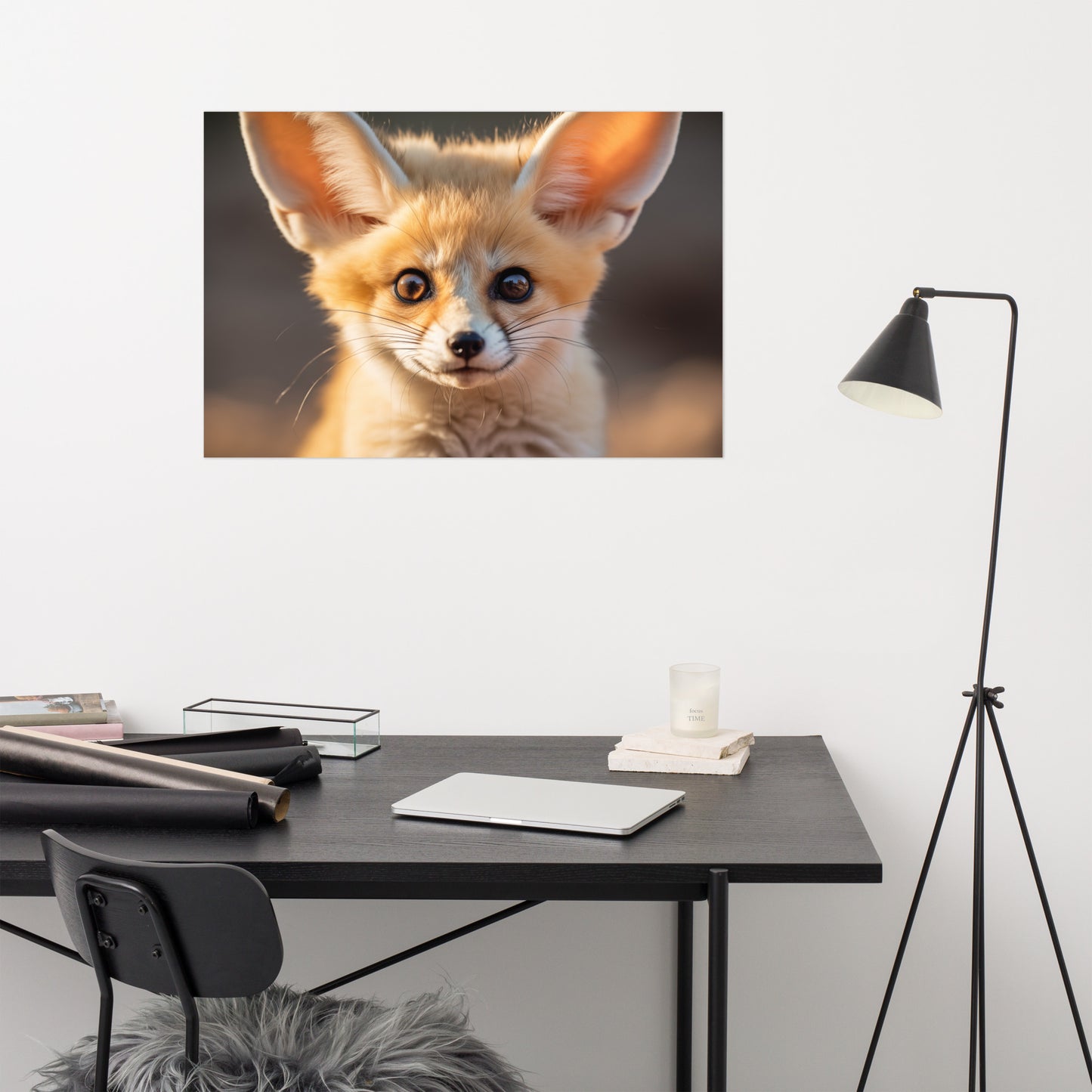 Fennec Fox Portrait Photorealism - Digital Artwork Loose Art Print