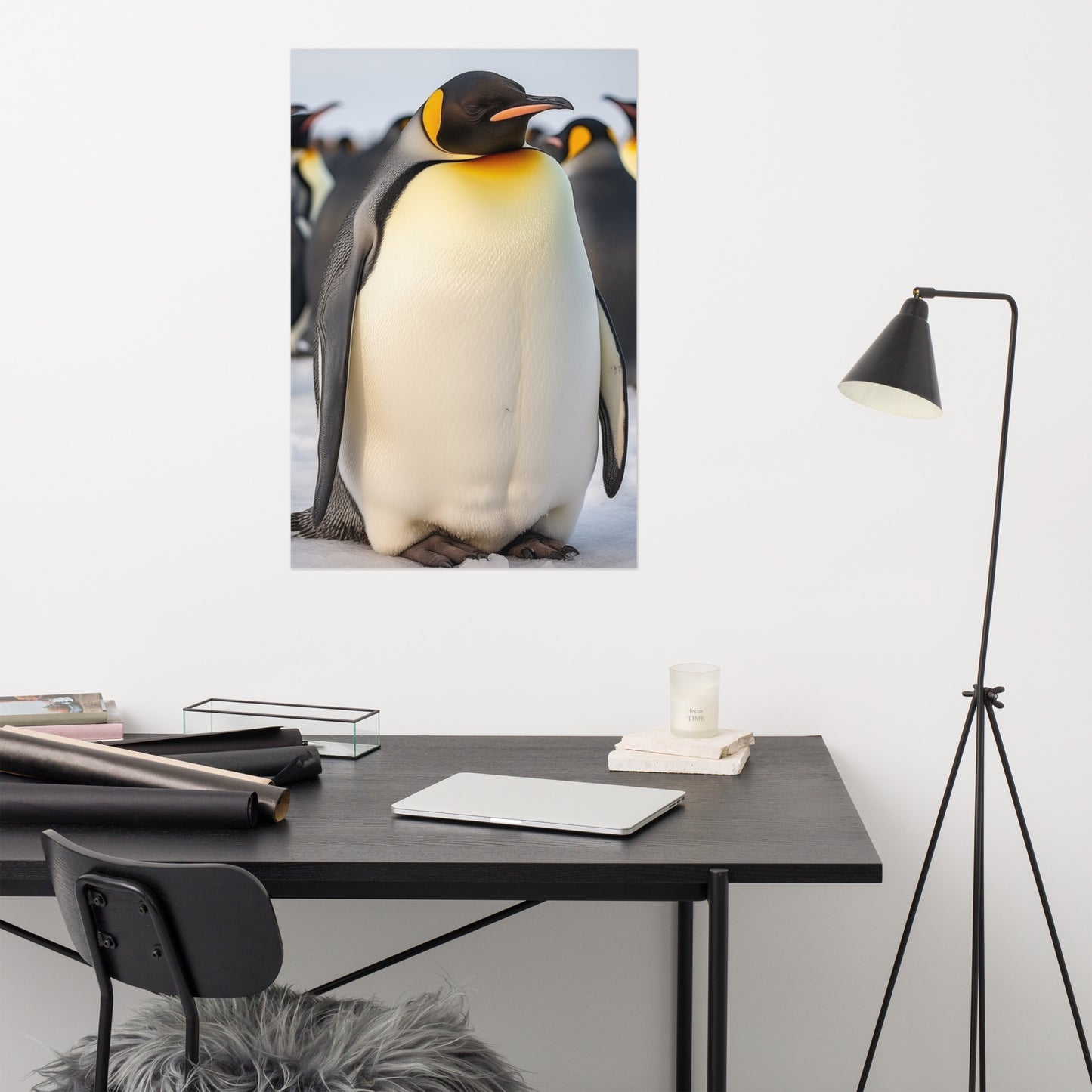 Feathered Fury Penguins Photorealism - Digital Artwork Loose Art Print