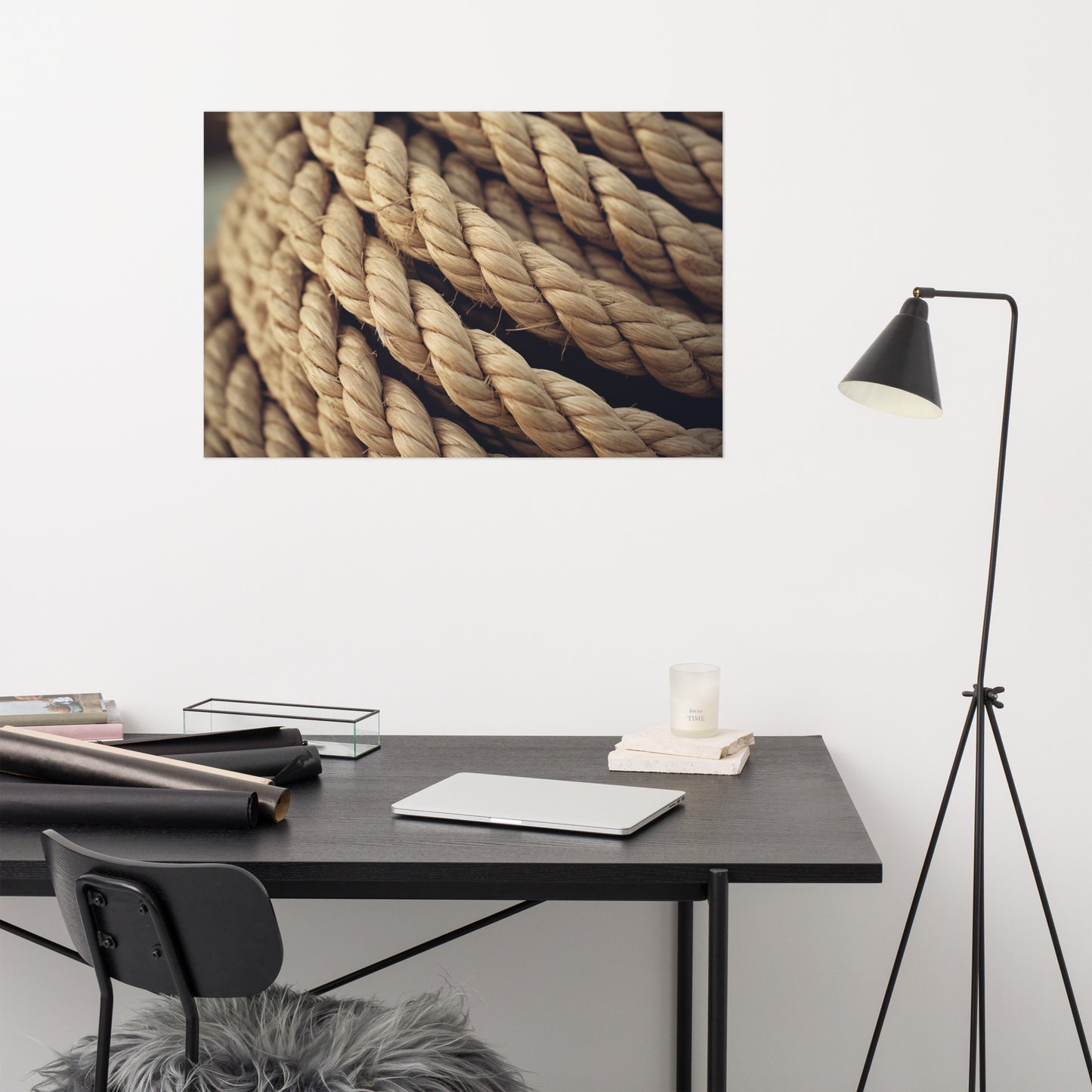 Fibrous Elegance Texture Ropes Photorealism - Digital Artwork Loose Art Print