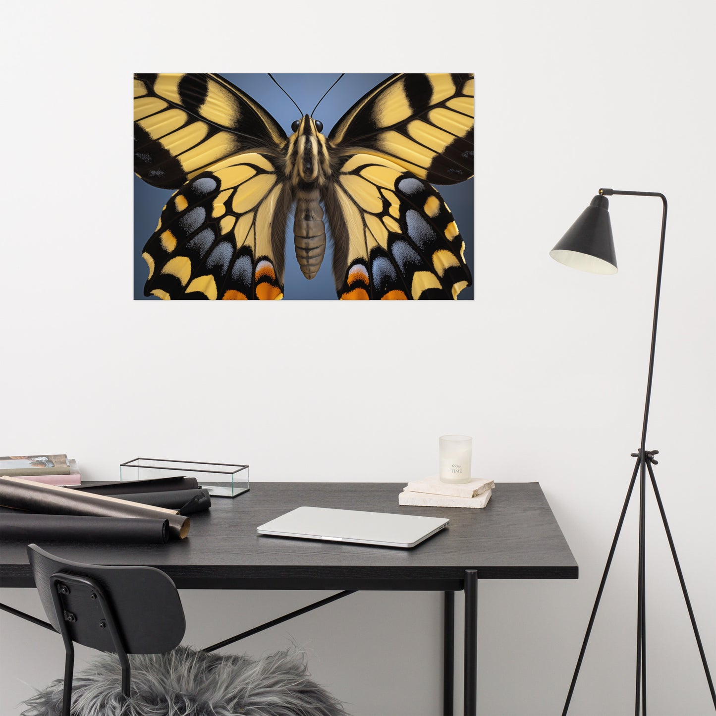 Flutter of Fancy Swallowtail Butterfly Close-up Photorealism - Digital Artwork Loose Art Print