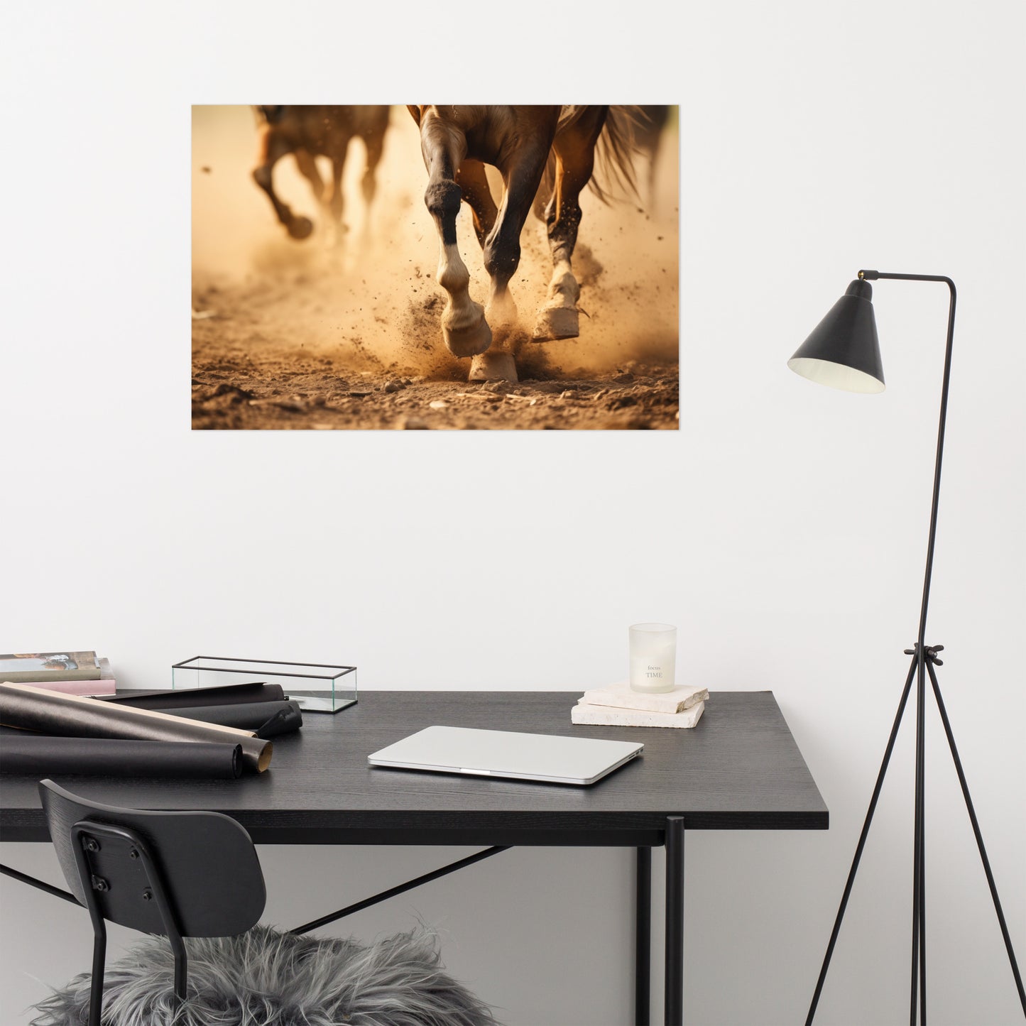 Freedom's Fury Running Horses Photorealism - Digital Artwork Loose Art Print