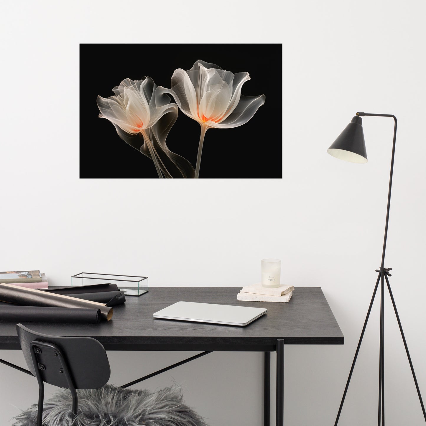 Frosted Petals X-Ray Effect Illustration - Digital Artwork Loose Art Print