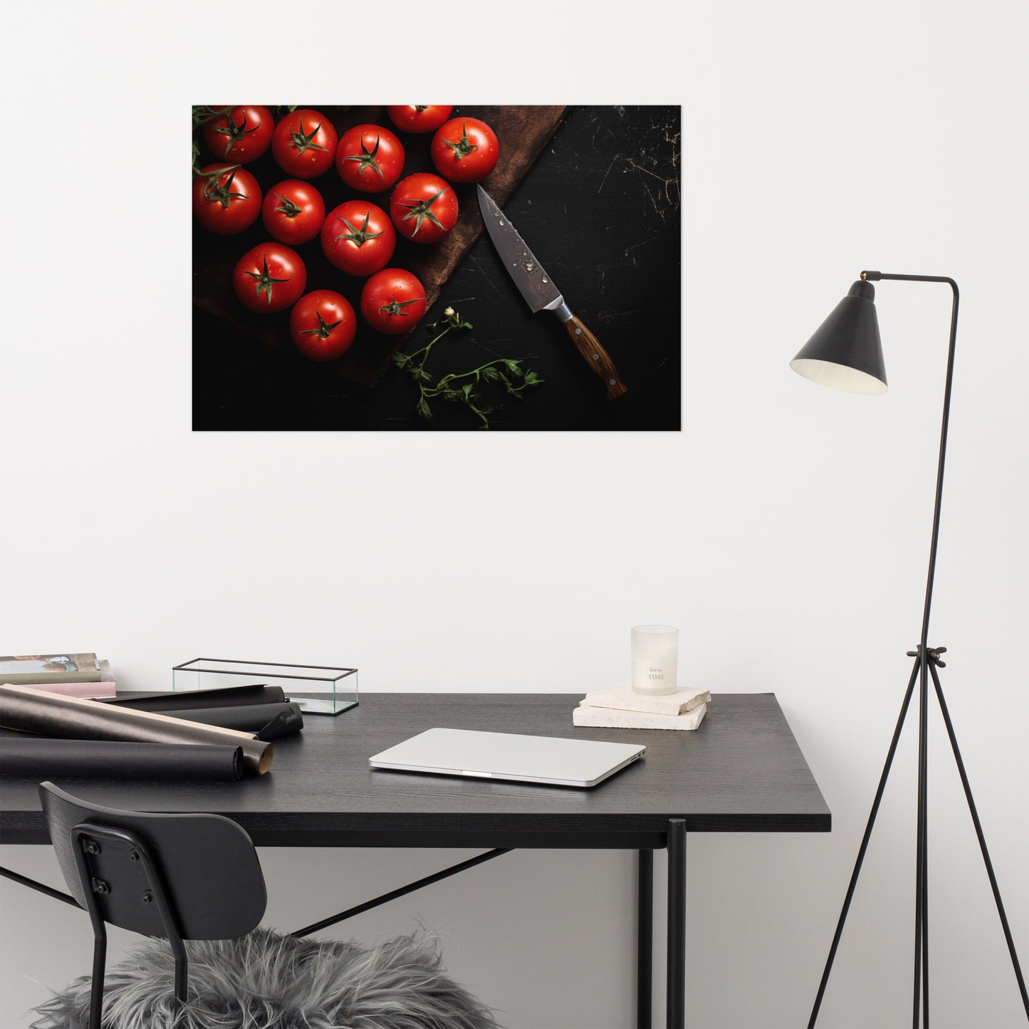 From Vine to Table Tomatoes Photorealism - Digital Artwork Loose Art Print