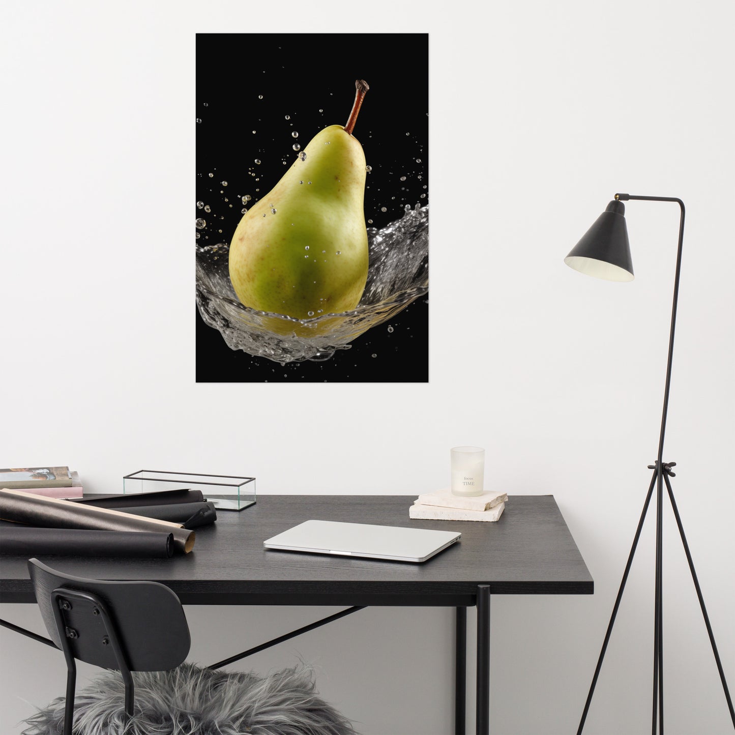 Fruity Fusion Pear in Water Photorealism - Digital Artwork Loose Art Print