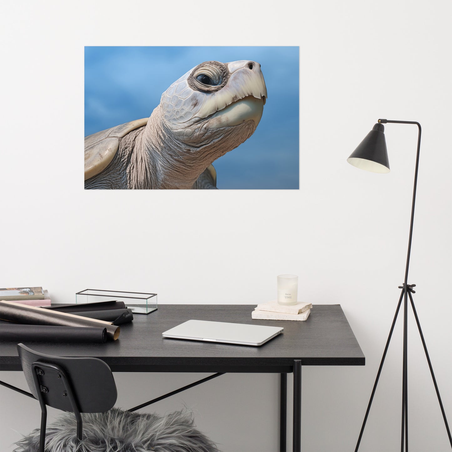 Ghost of the Sea Kemps Ridley Sea Turtle Coastal Photorealism - Digital Artwork Loose Art Print