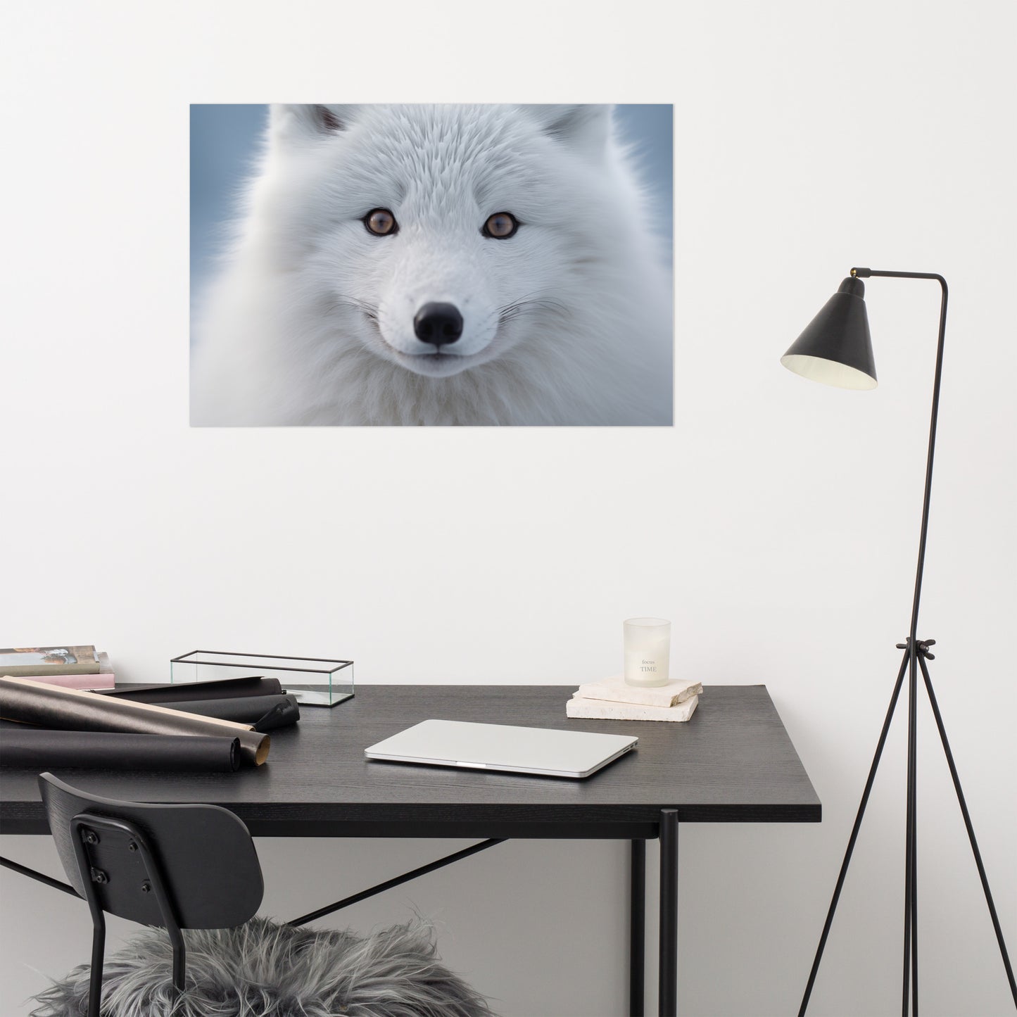 Ghost of the Tundra Photorealism - Digital Artwork Loose Art Print