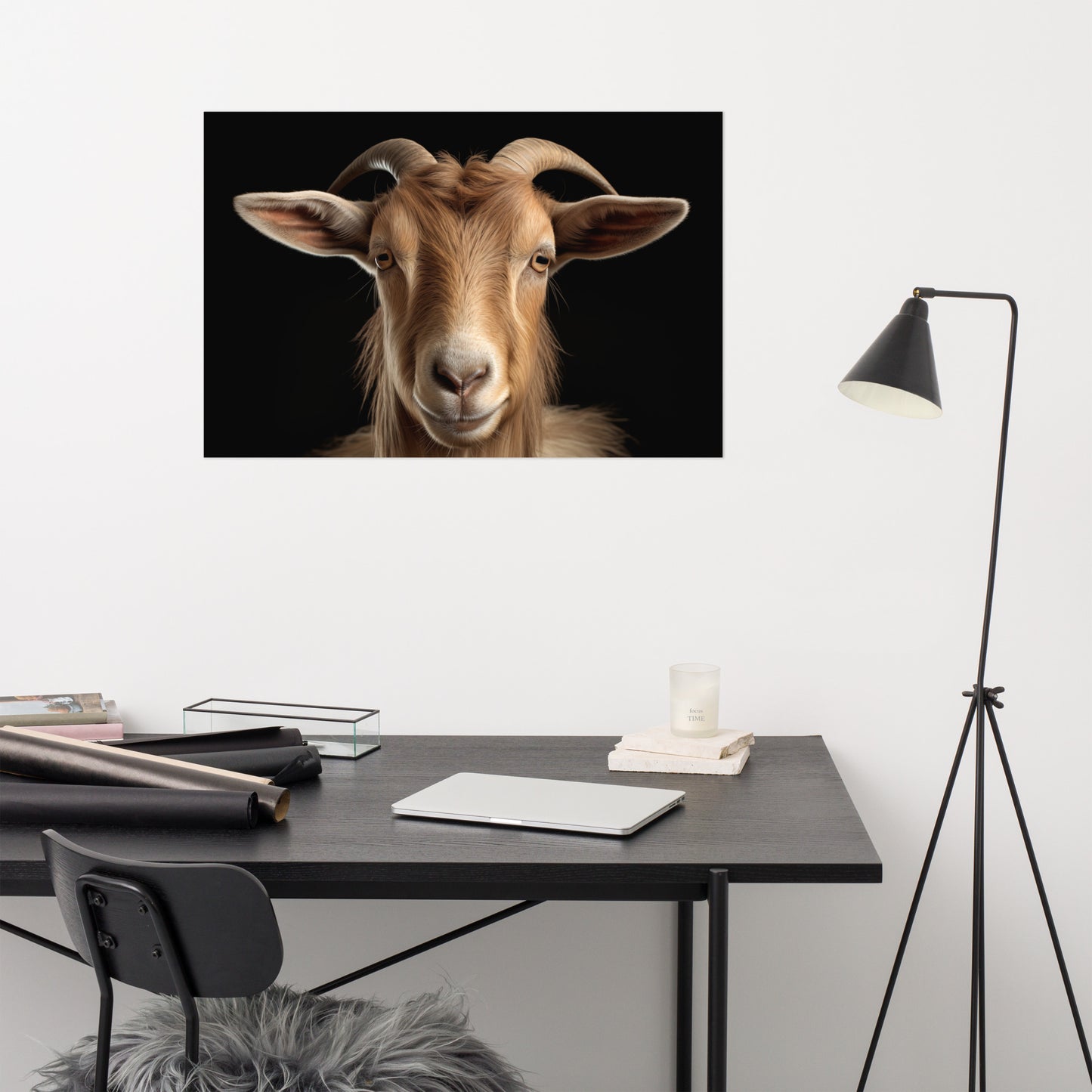 Goat Portrait Photorealism - Digital Artwork Loose Art Print