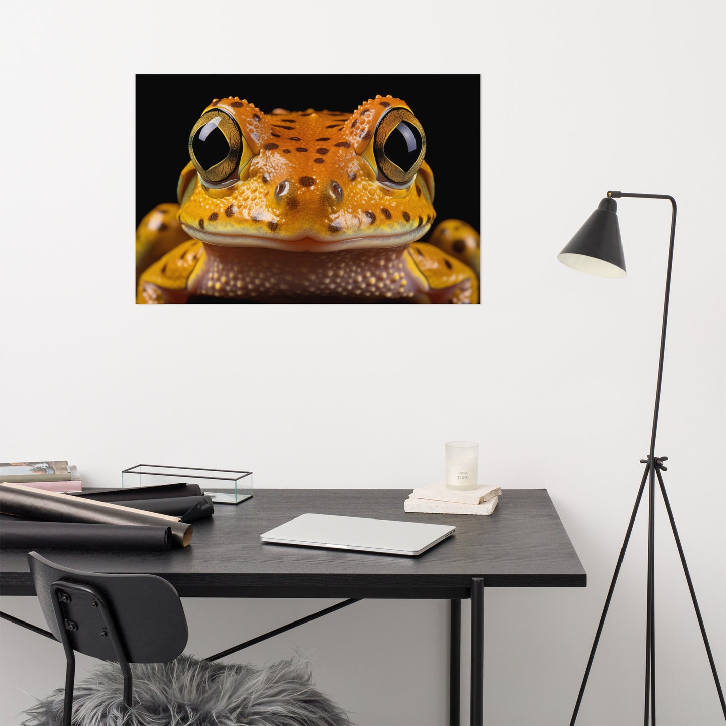 Golden Gaze Neobatrachia Frog Close-up Photorealism - Digital Artwork Loose Art Print