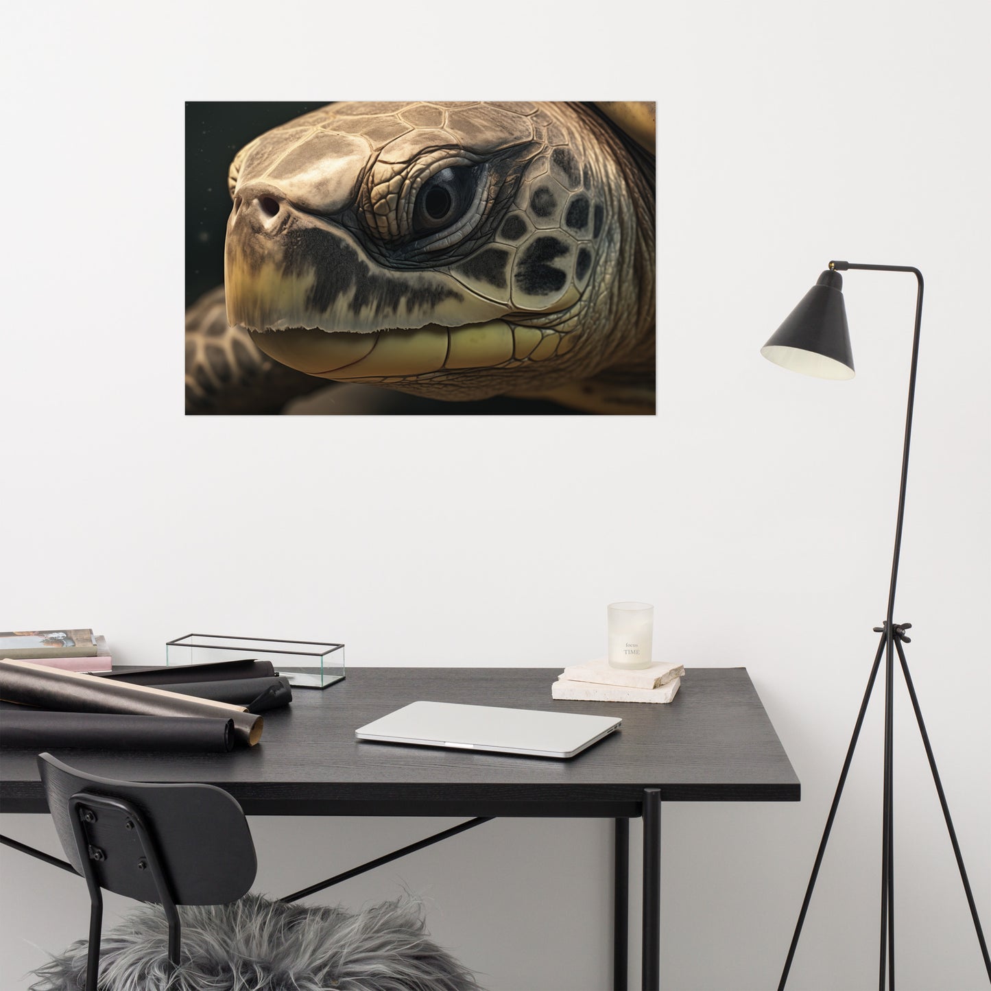 Guardian of the Deep Olive Ridley Turtle Close-up Photorealism - Digital Artwork Loose Art Print