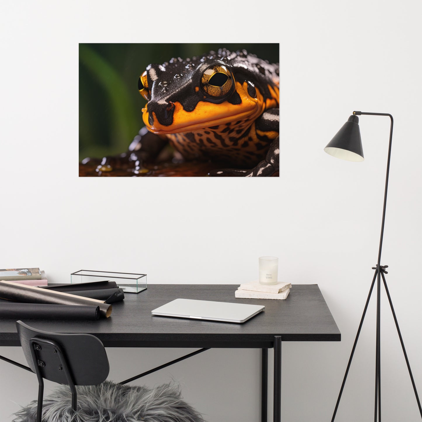 Harlequin Hue Mantella Frog Photorealism - Digital Artwork Loose Art Print