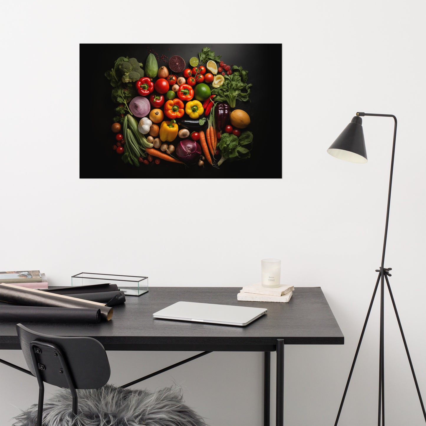 Harvest Hues Vegetable Photorealism - Digital Artwork Loose Art Print